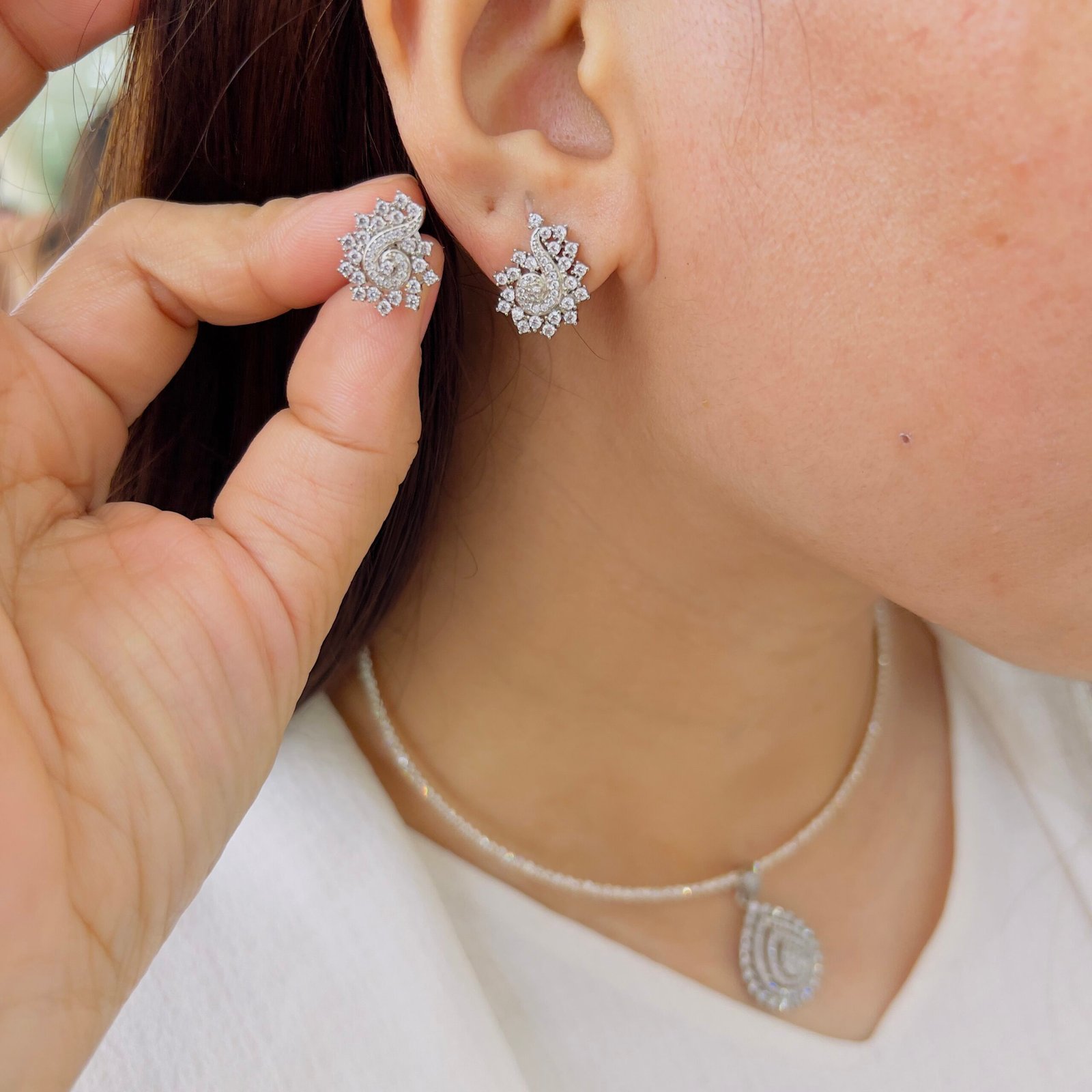 Sparkling Diamond Charm Pendant Set - Image 2