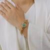 Royal Temple Bracelet with Green Stone Centerpiece