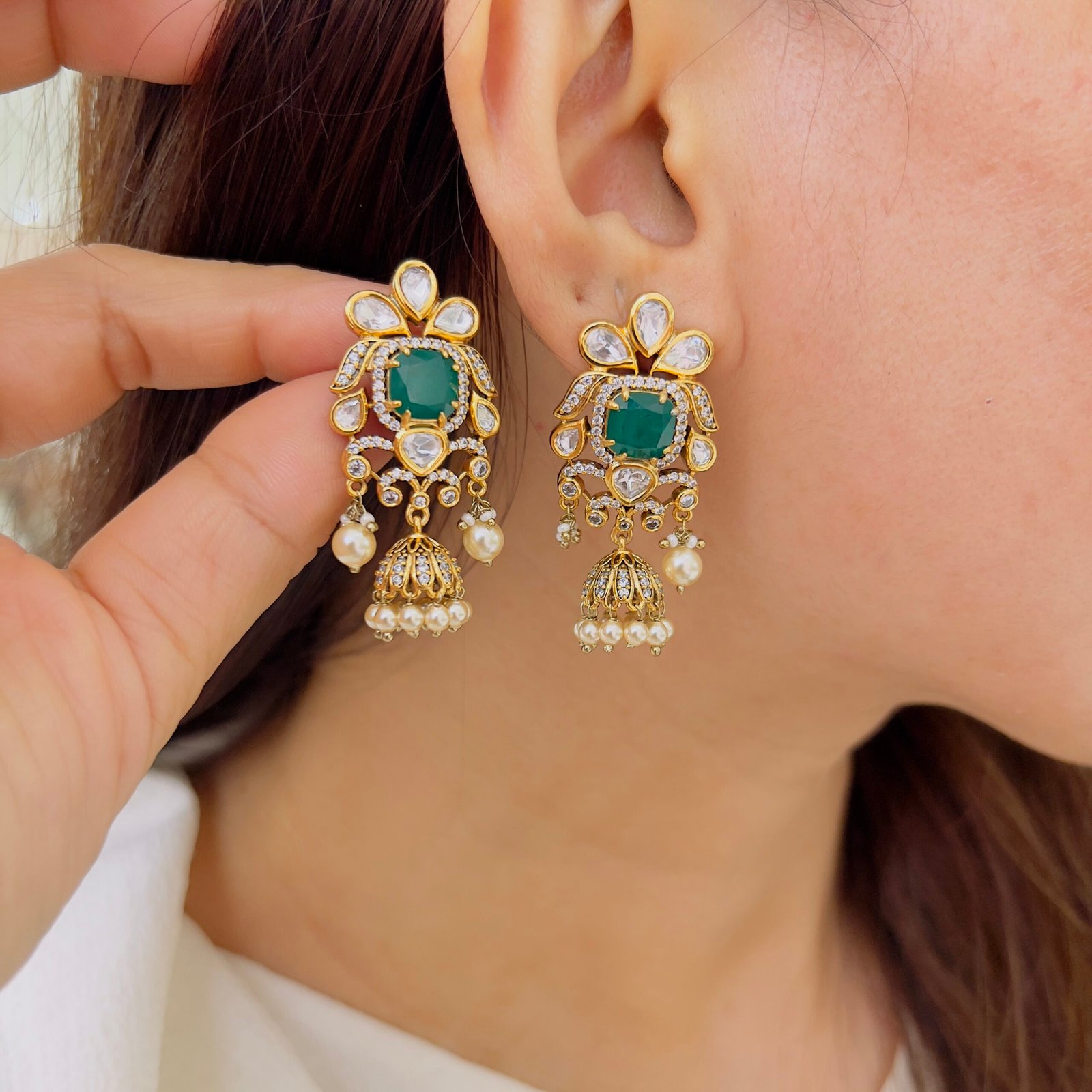 Antique Finish Victorian Designer Earrings - Image 6