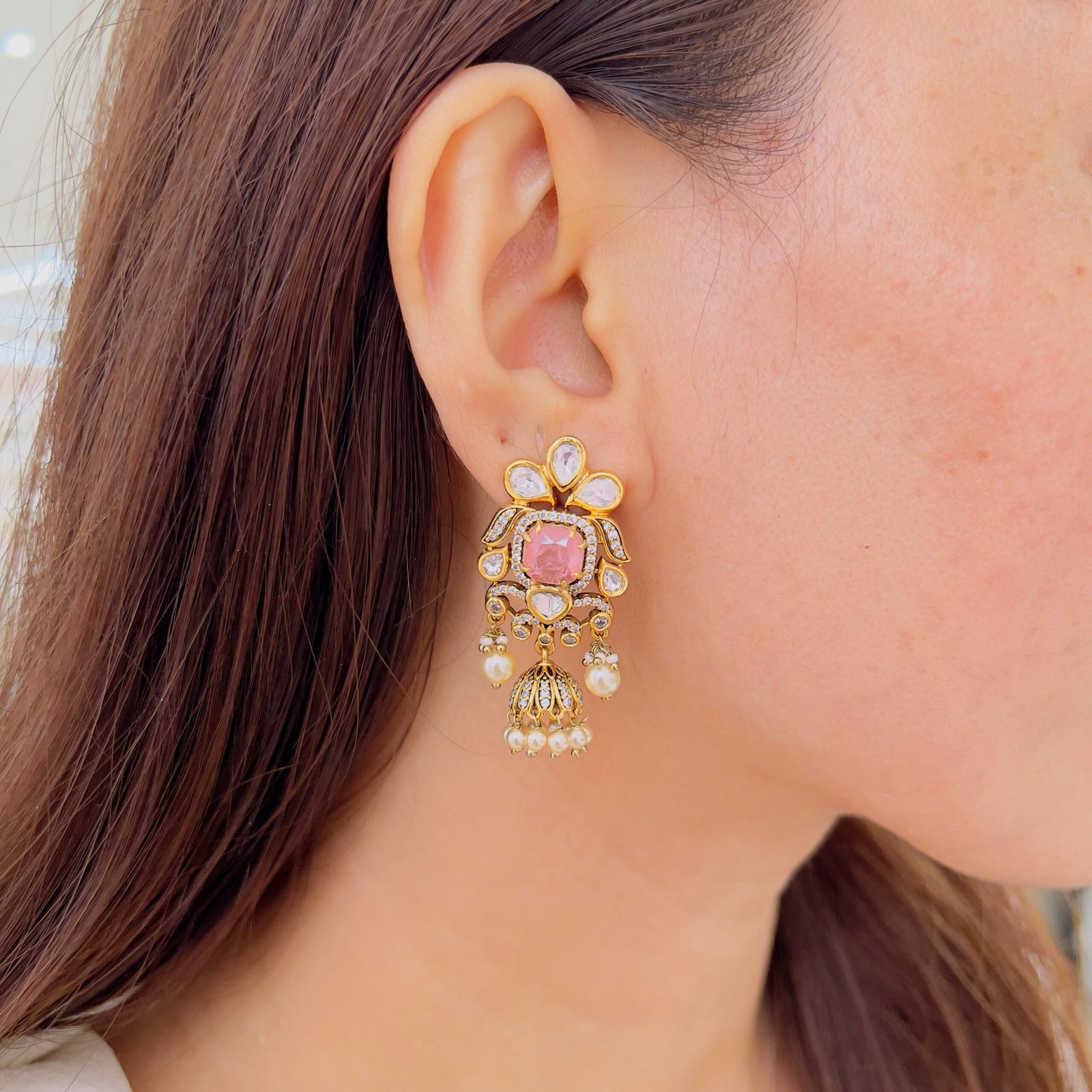 Antique Finish Victorian Designer Earrings - Image 3