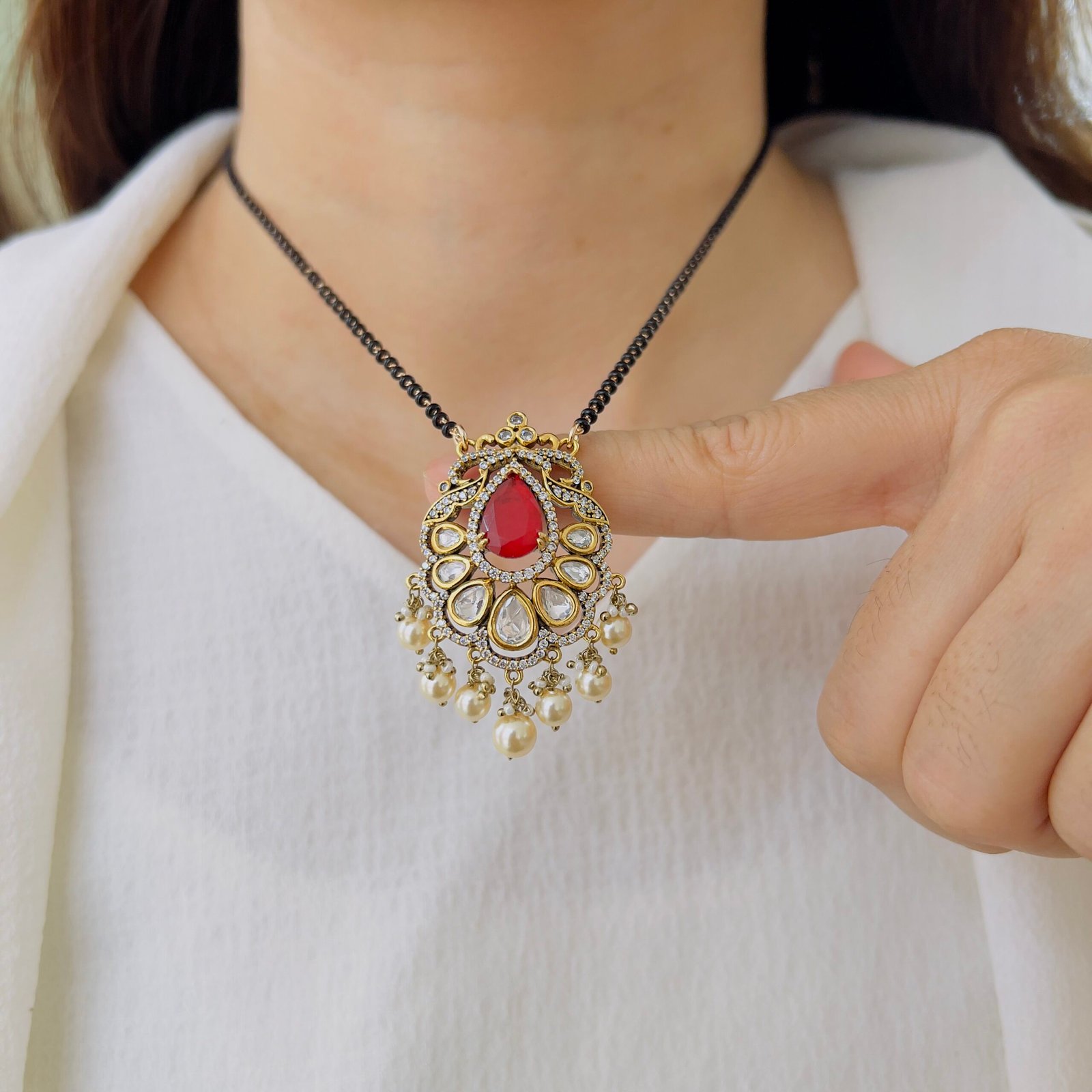 Royal Kundan Mangalsutra Pendant - Image 2