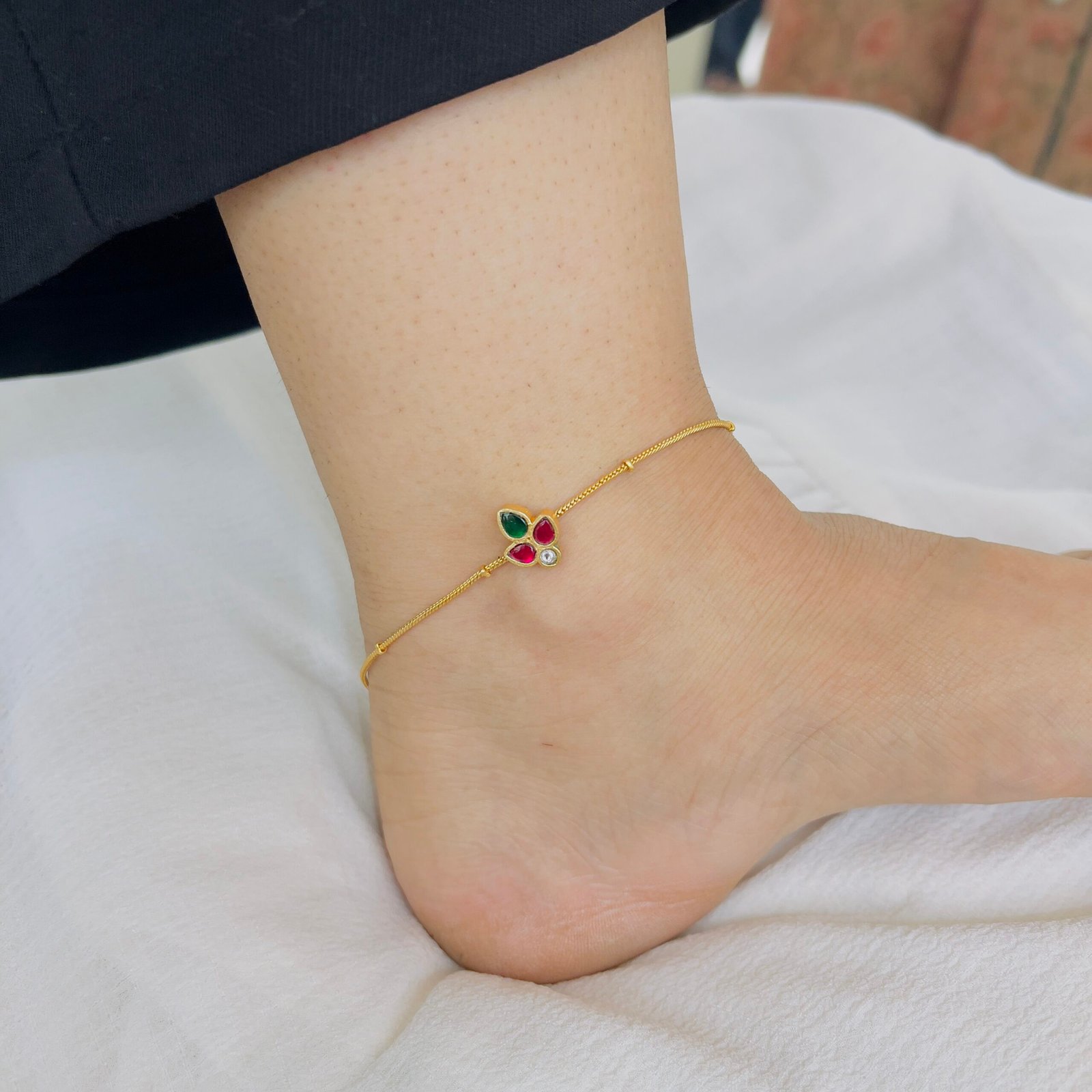 Royal Jadau Anklet with Traditional Elegance