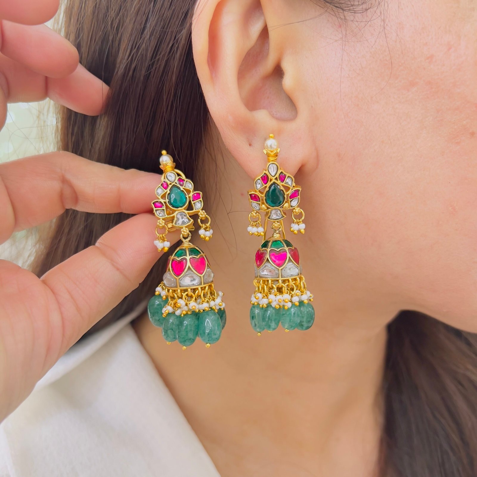 Royal Jadau Jhumka Earrings with Timeless Charm - Image 2