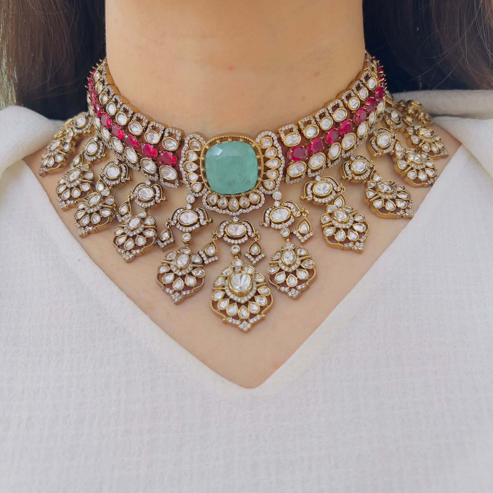 Royal Victorian Necklace Set with Statement Earrings