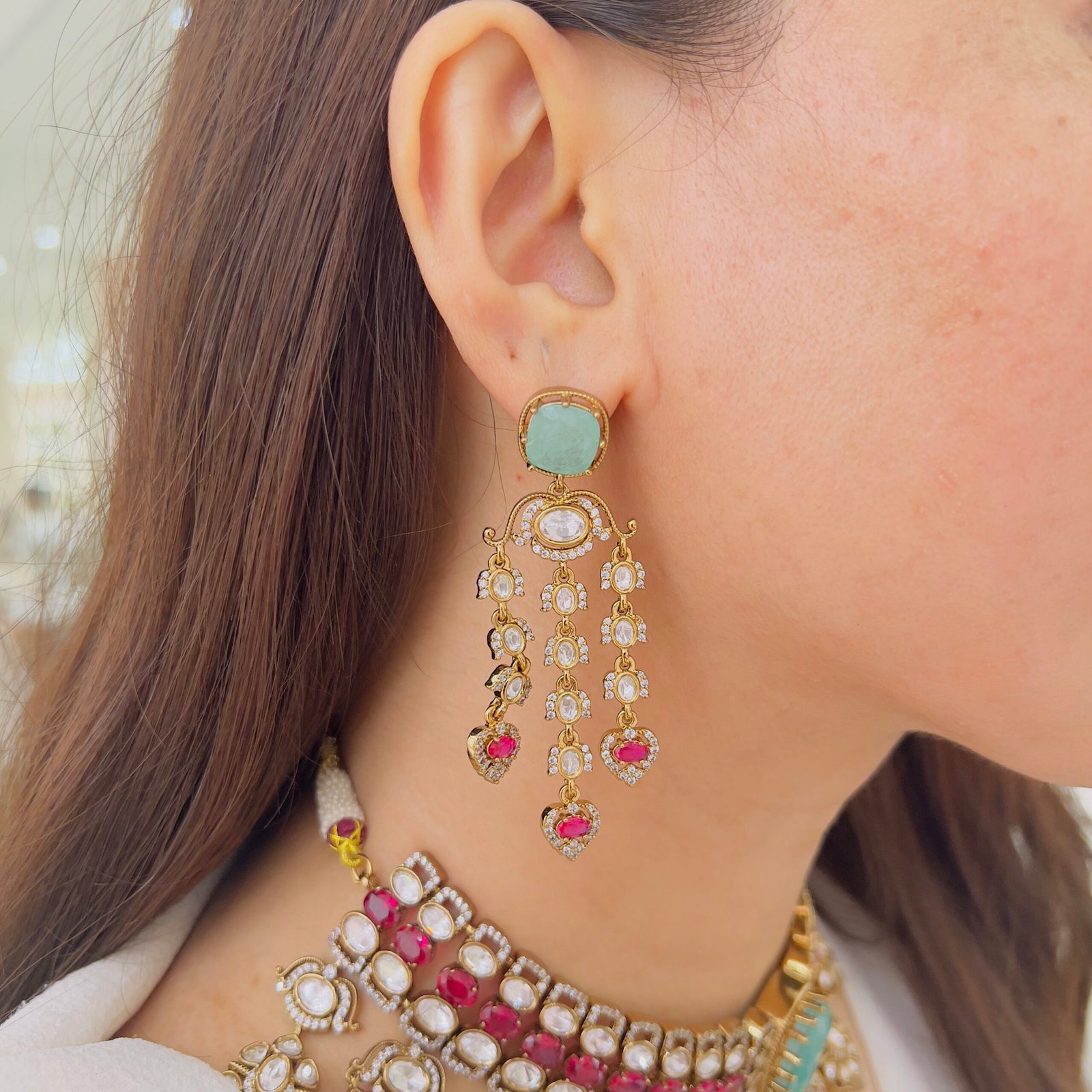 Royal Victorian Necklace Set with Statement Earrings - Image 3