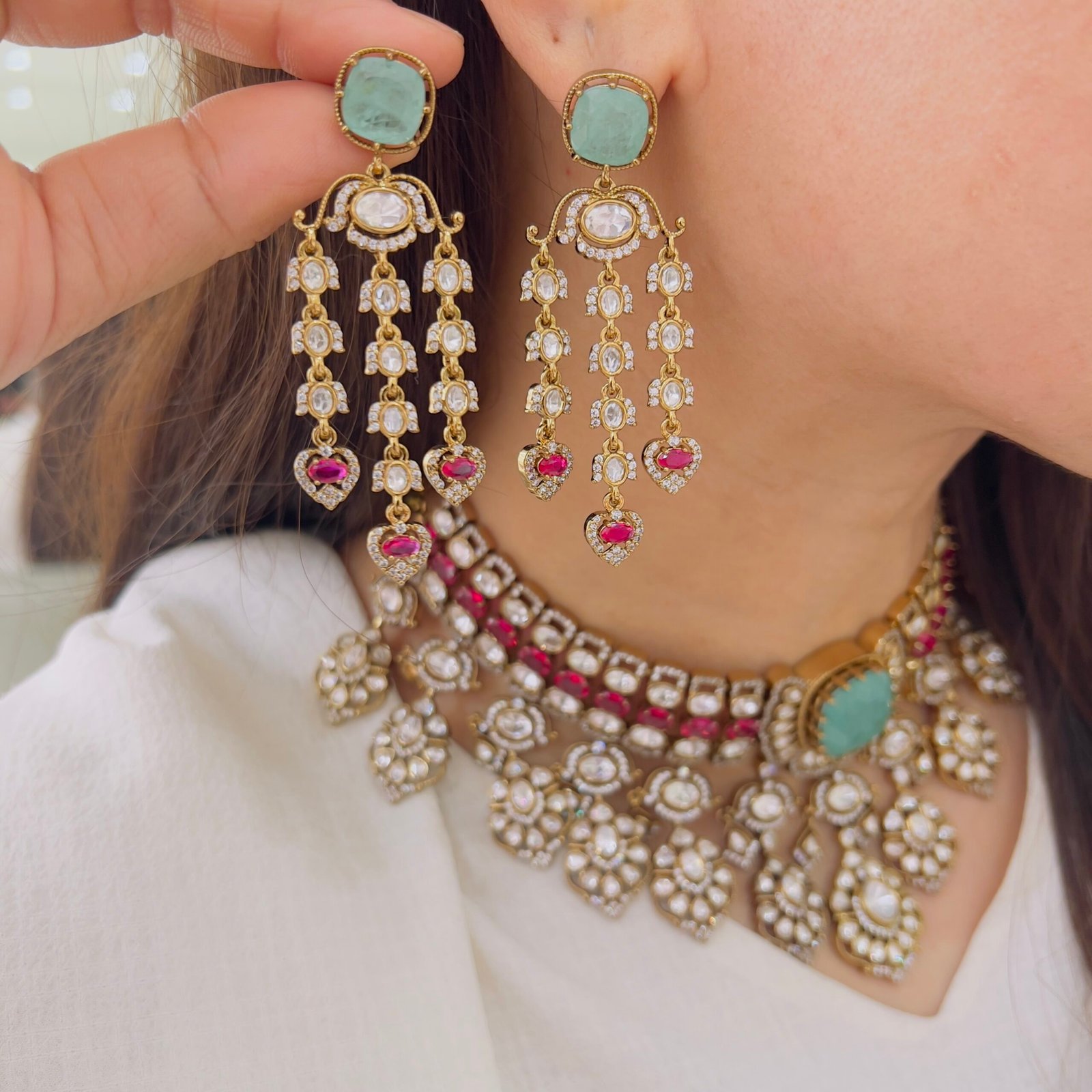 Royal Victorian Necklace Set with Statement Earrings - Image 2