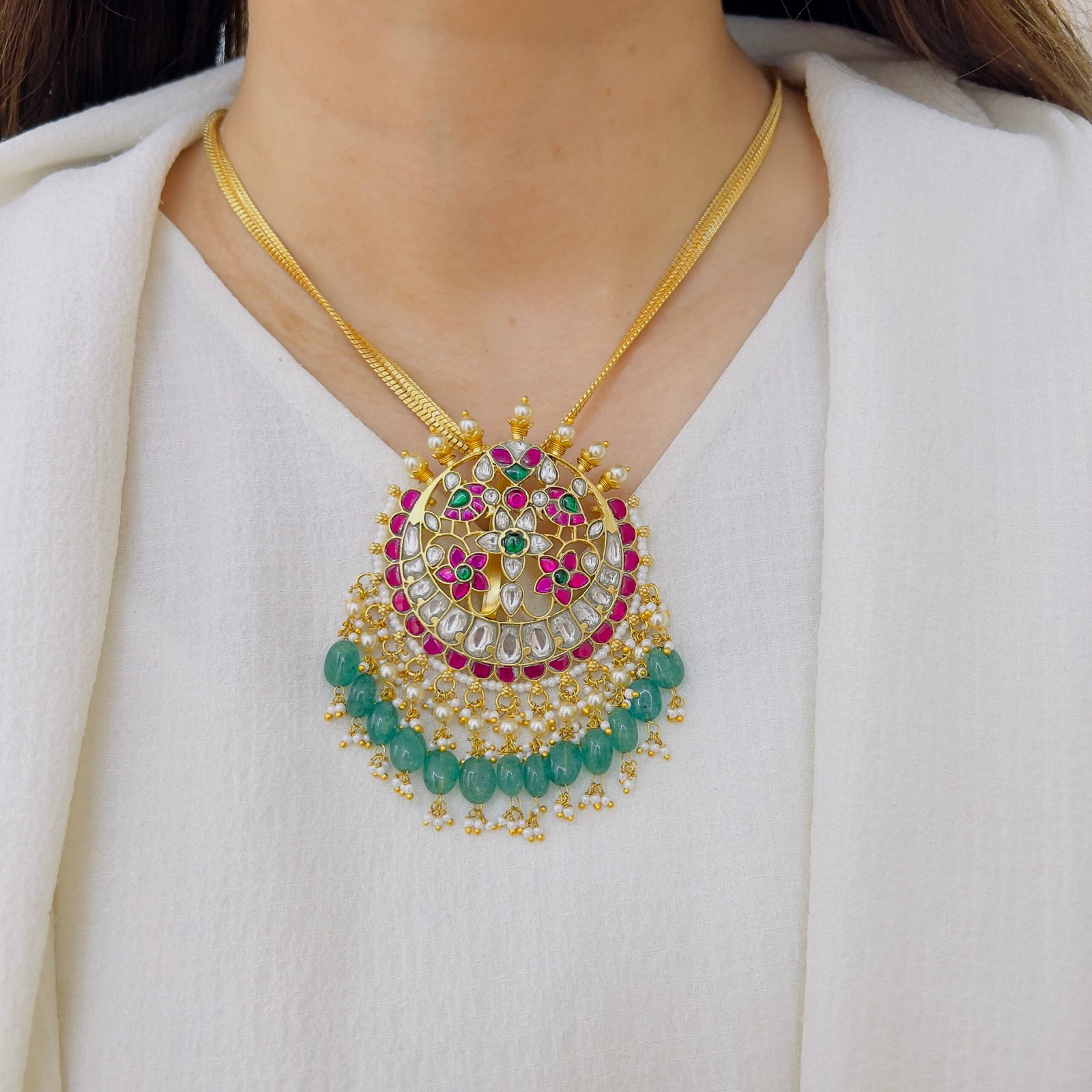 Heritage Jadau Pendant for Elegant Looks