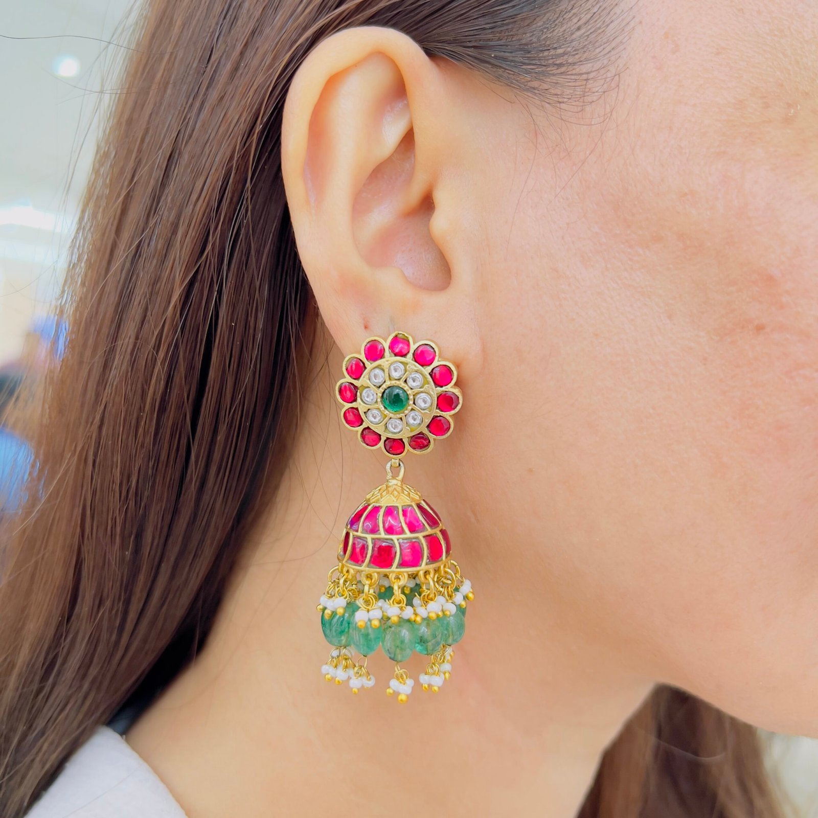 Festive Royal Jadau Drop Earrings