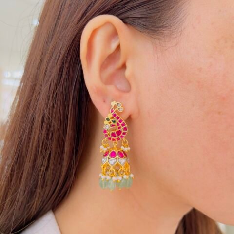 Elegant Handcrafted Jadau Earrings for Festive & Wedding Wear