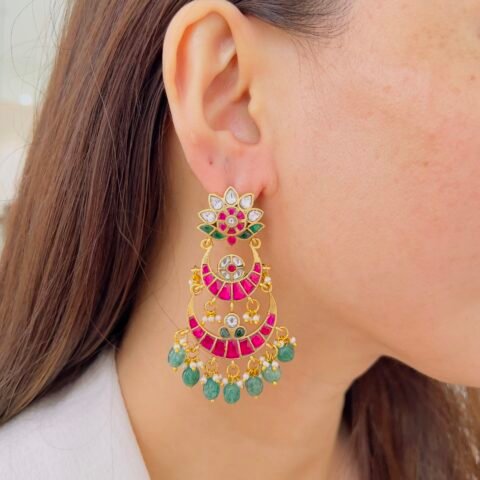 Elegant Ethnic Jadau Statement Earrings