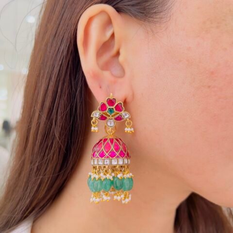 Elegant Handcrafted Jadau Earrings for Festive & Wedding Wear