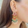 Luxury Traditional Jadau Hanging Earrings