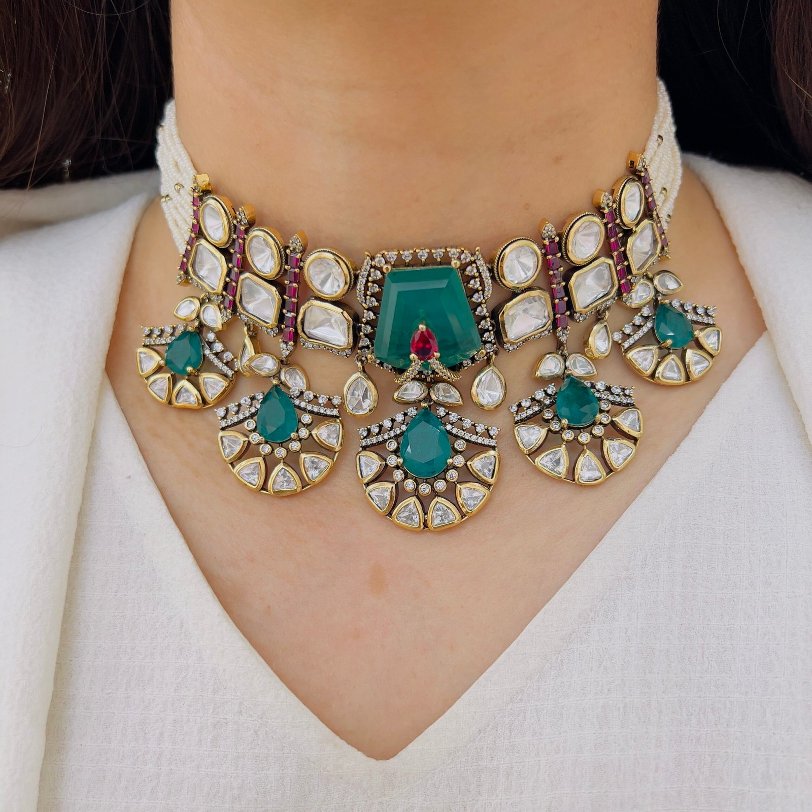 Statement Victorian Necklace with Royal Finish