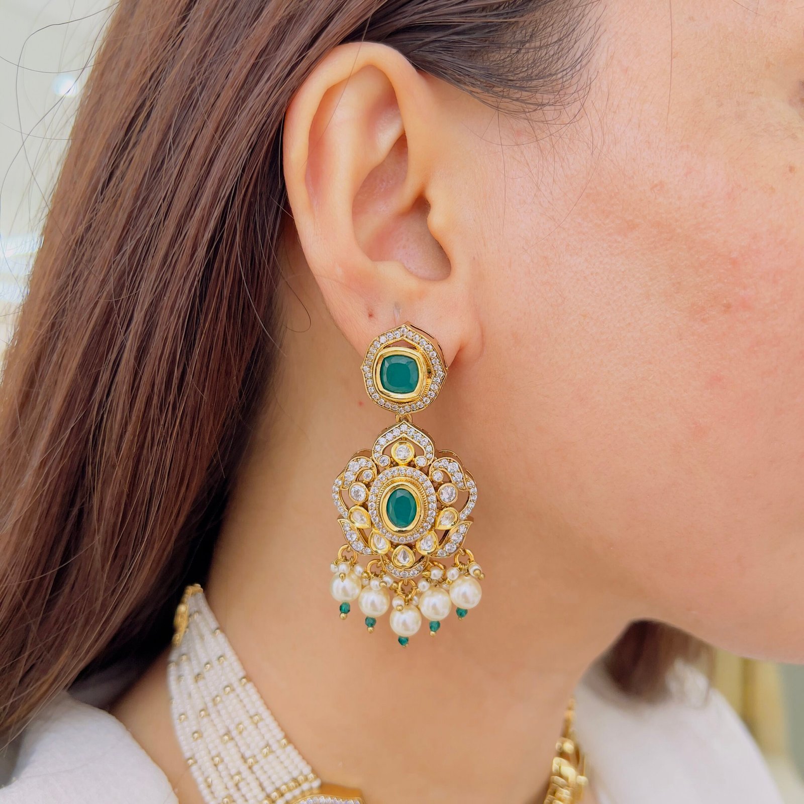 Regal Victorian Floral Drop Necklace Set - Image 3