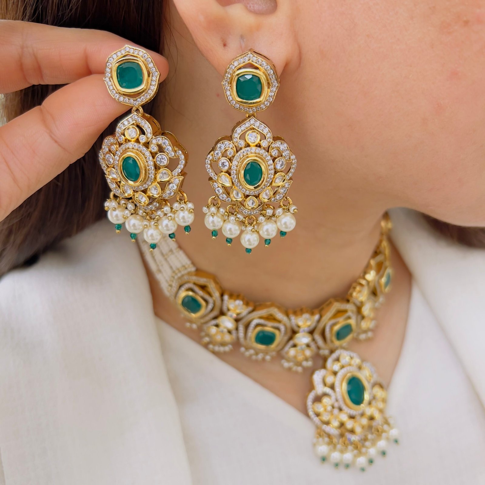 Regal Victorian Floral Drop Necklace Set - Image 2