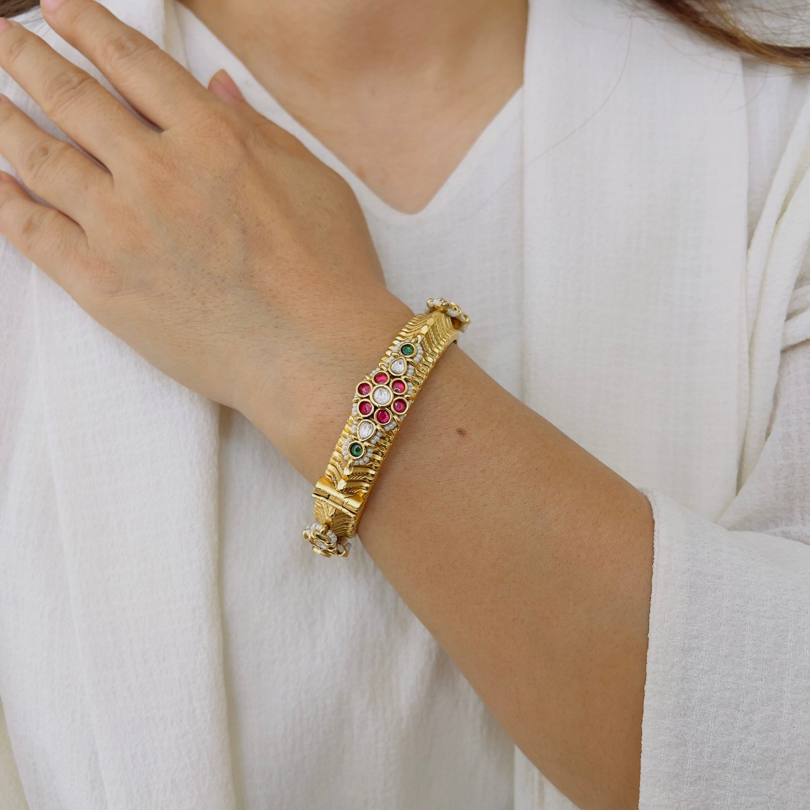 Intricate Temple Art Bangles with Elegant Finish - Image 3