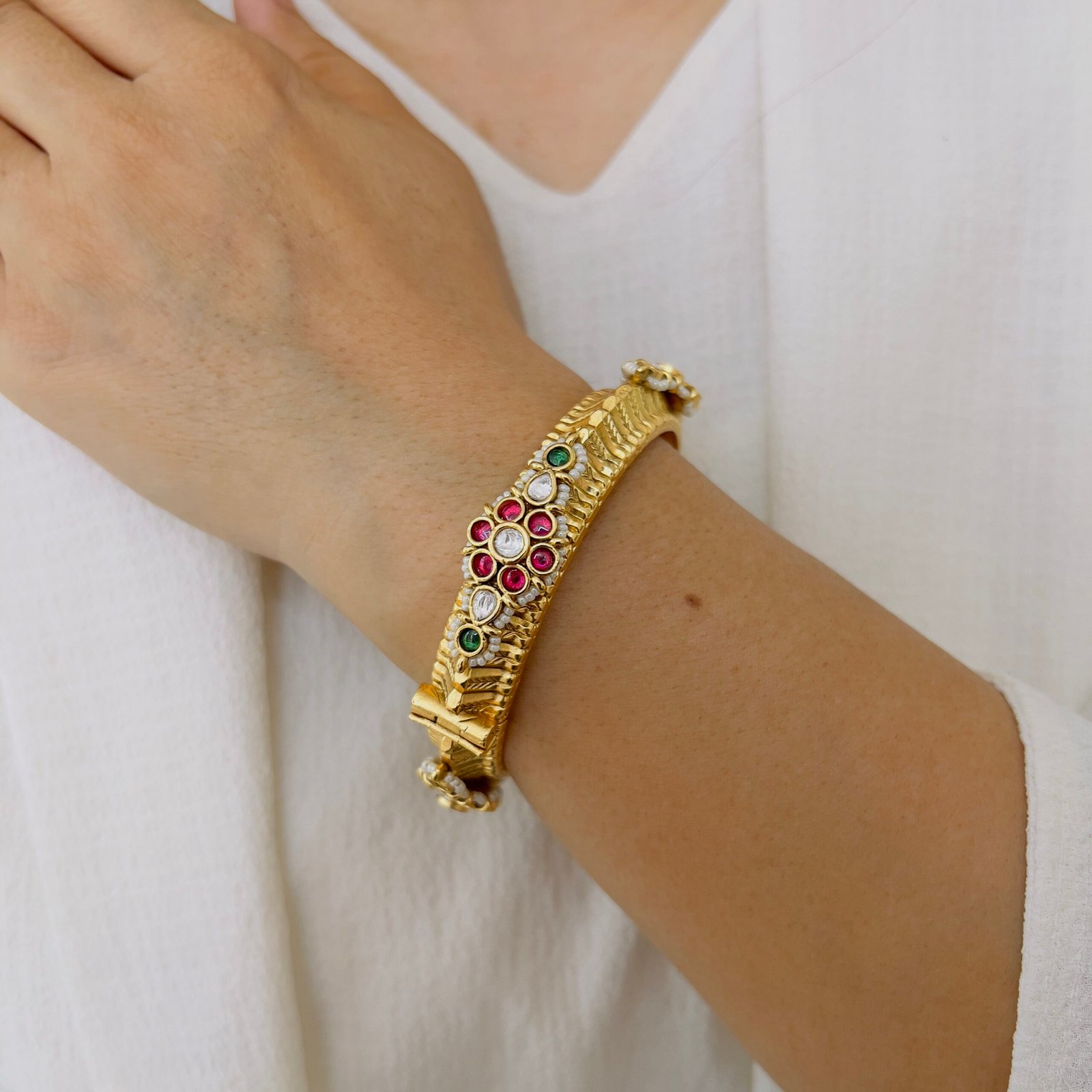 Intricate Temple Art Bangles with Elegant Finish