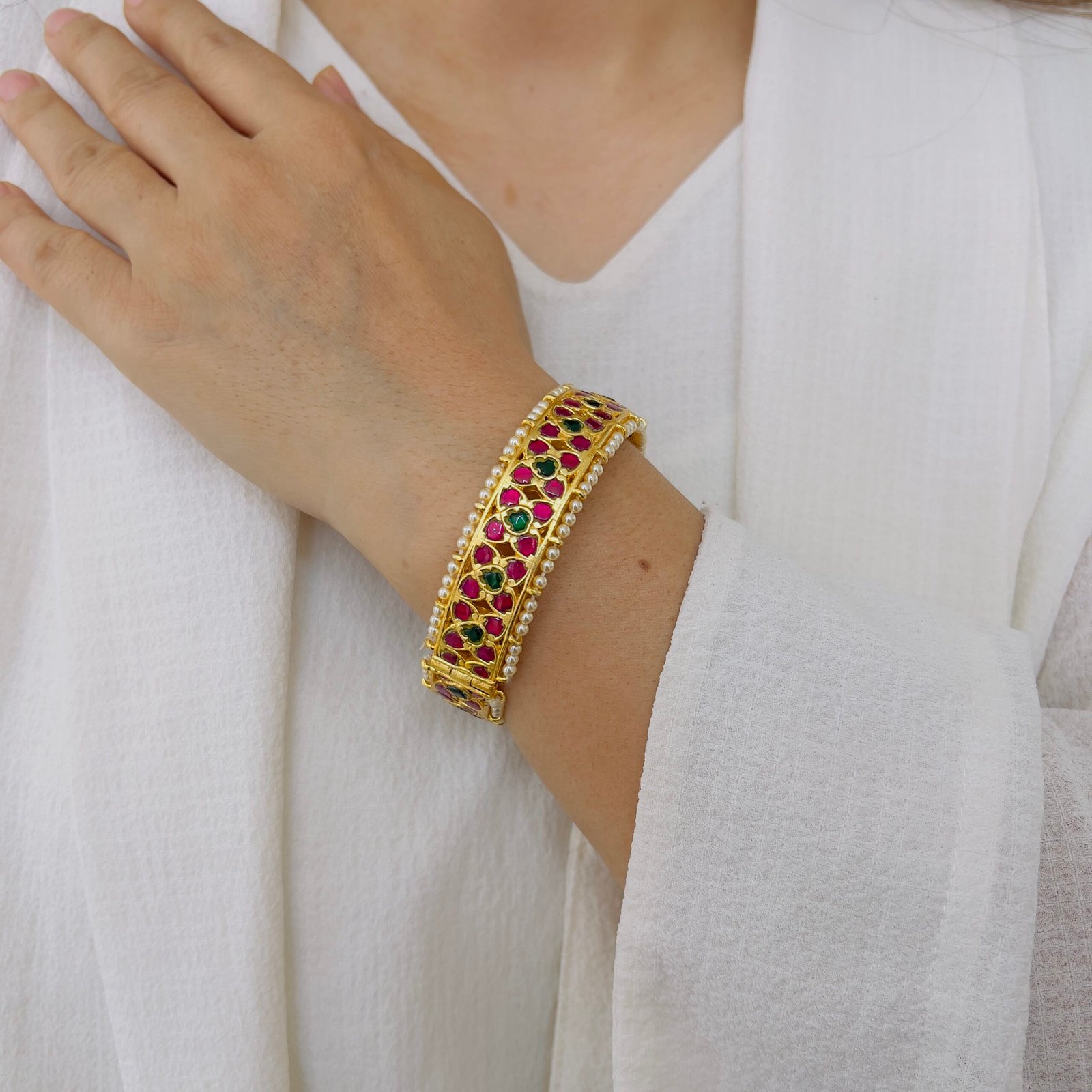 Traditional Statement Bangles with Temple Style Design - Image 3