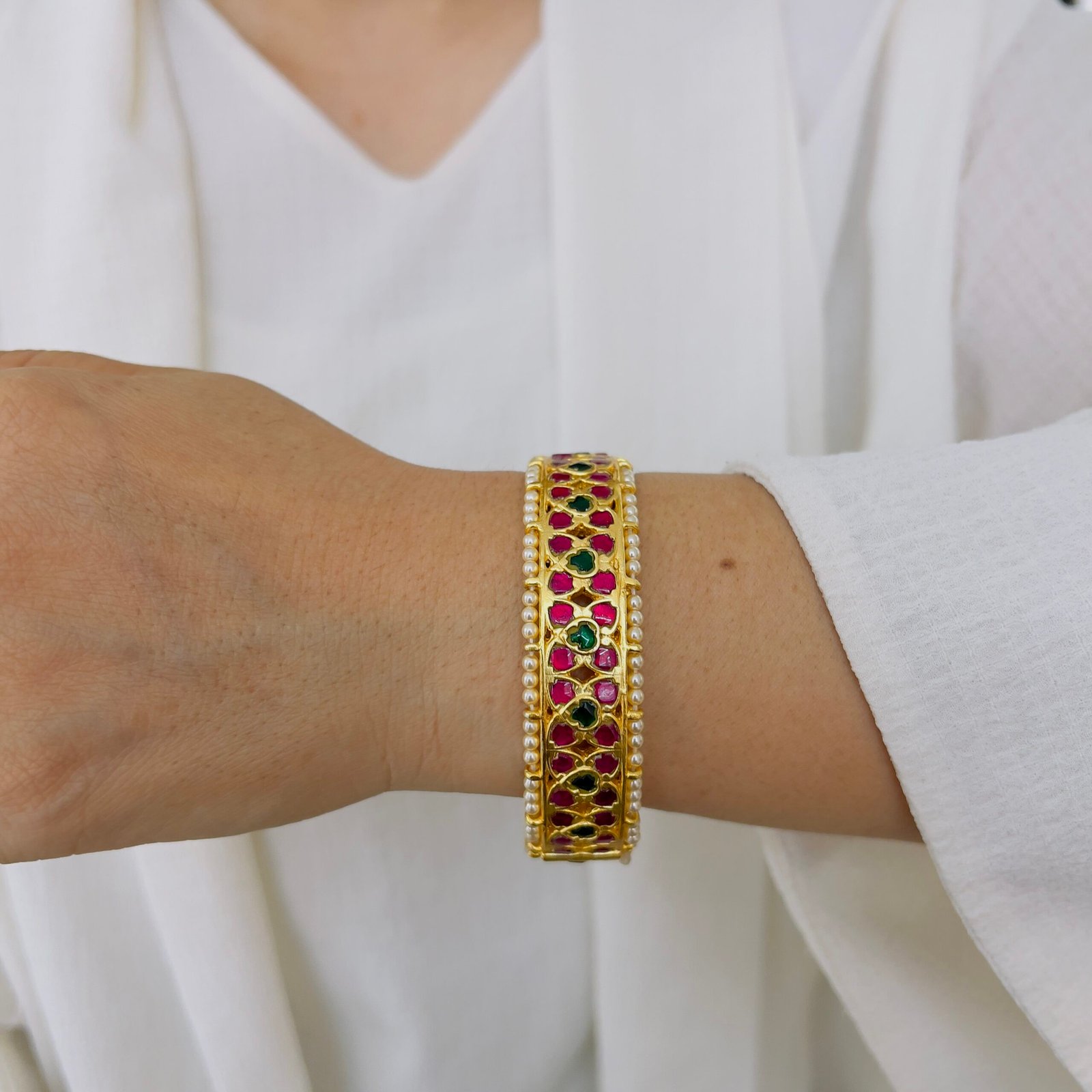 Traditional Statement Bangles with Temple Style Design - Image 2