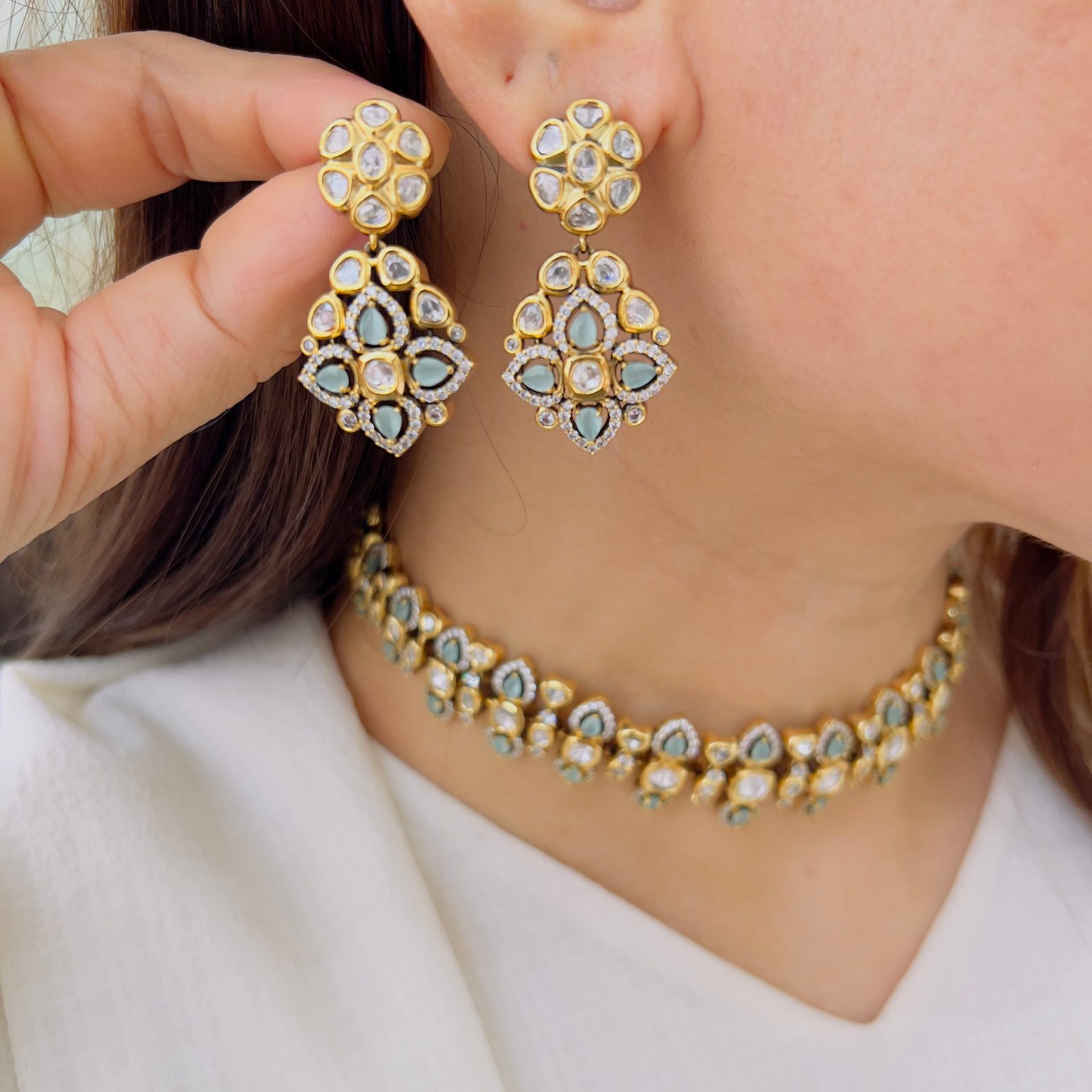 Sage Petal Kundan Choker Set - Image 2