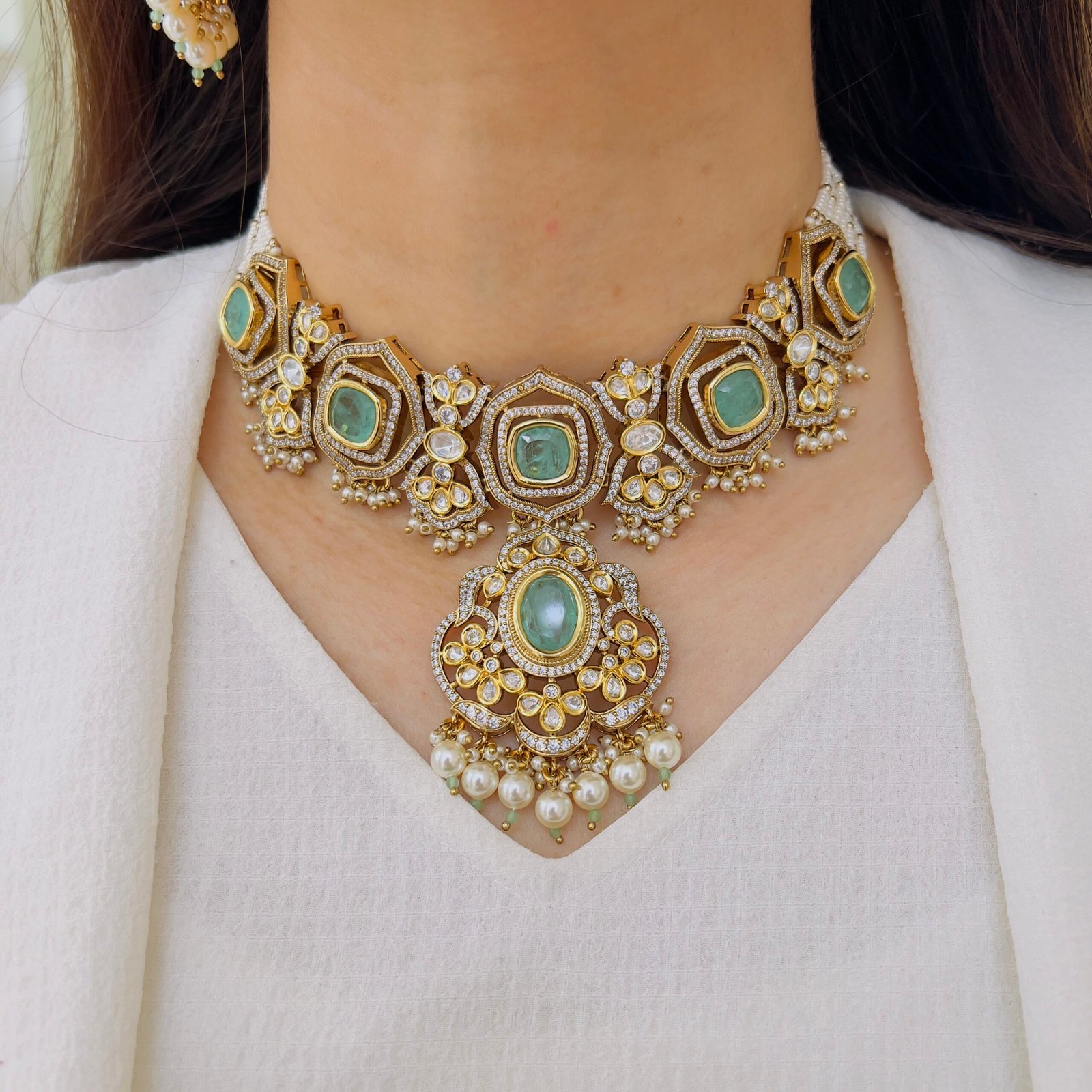Majestic Amethyst-Purple & Ruby Polki Necklace with Statement Drops