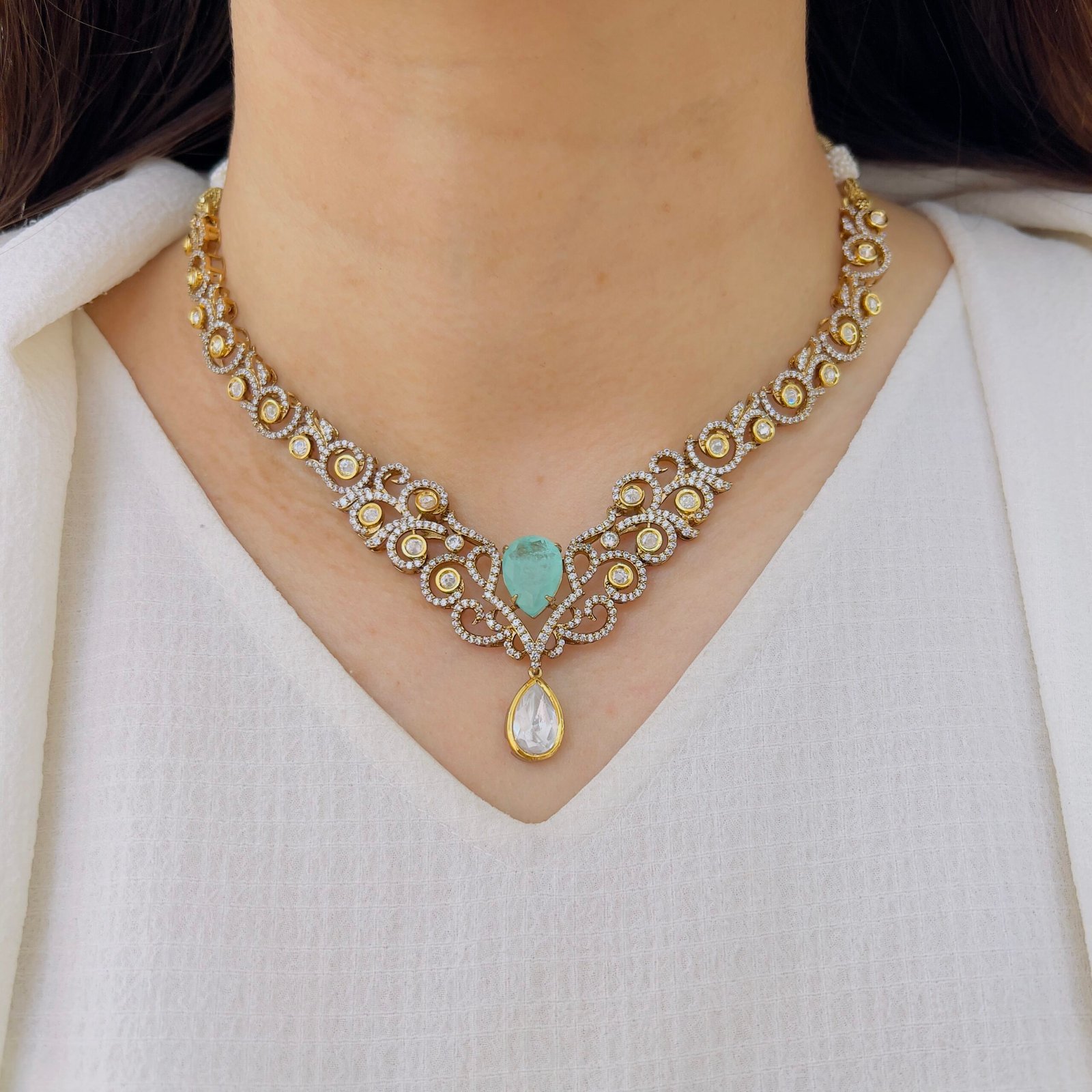 Royal Floral Kundan Choker with Ruby & Emerald Drops