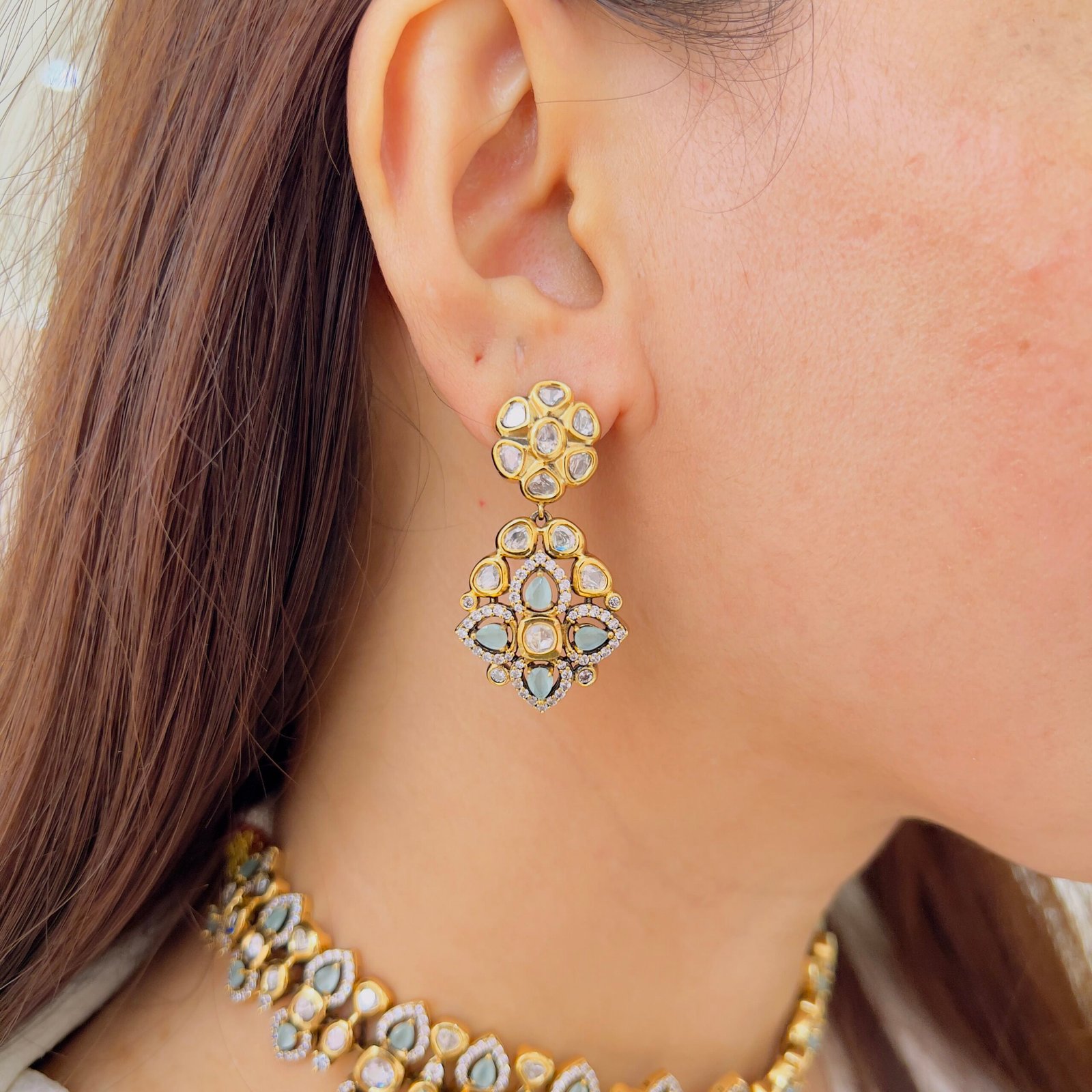 Sage Petal Kundan Choker Set - Image 3