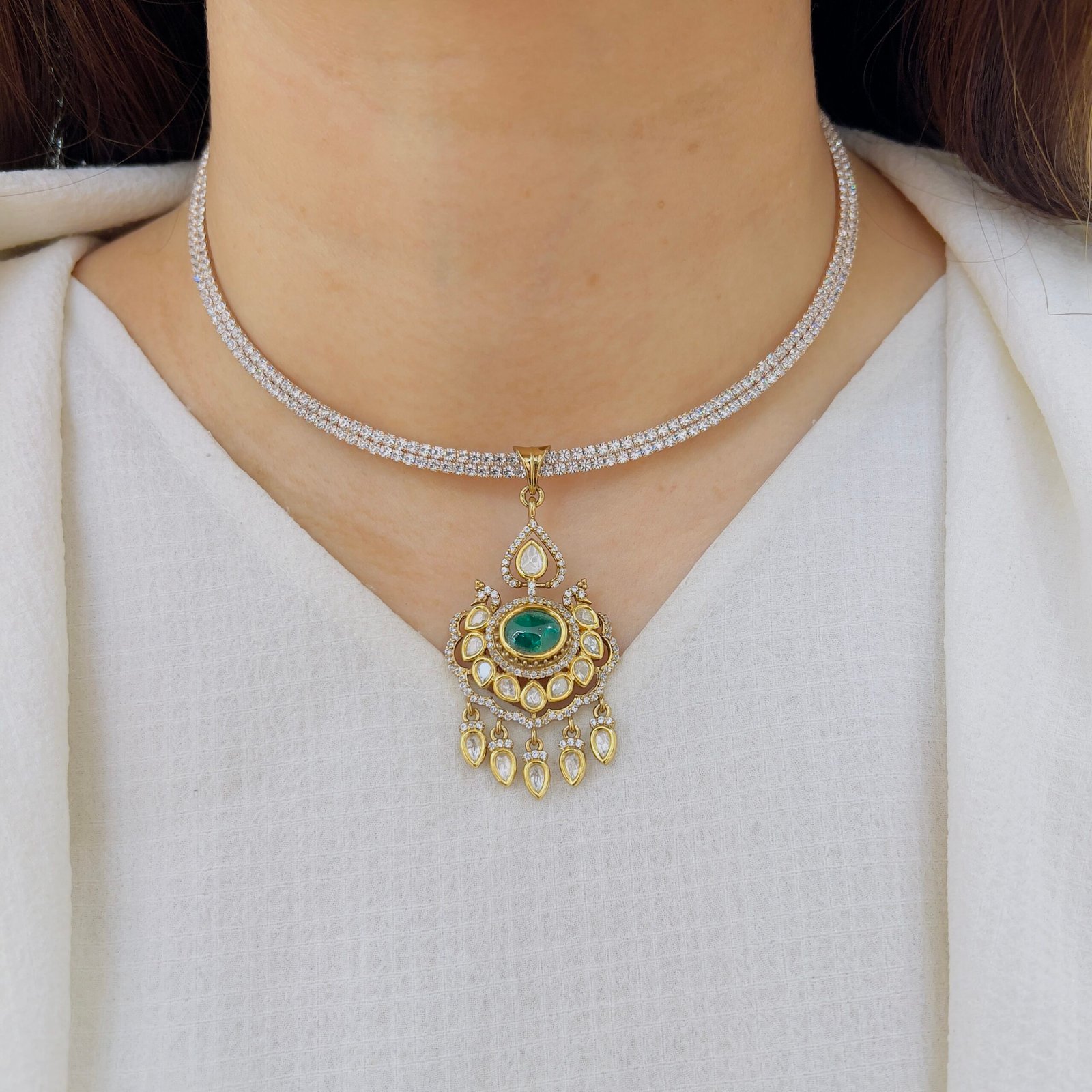 Dusky Gold Victorian Pendant Set