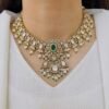 Emerald & Ruby "Temple-Frame" Polki Necklace Set