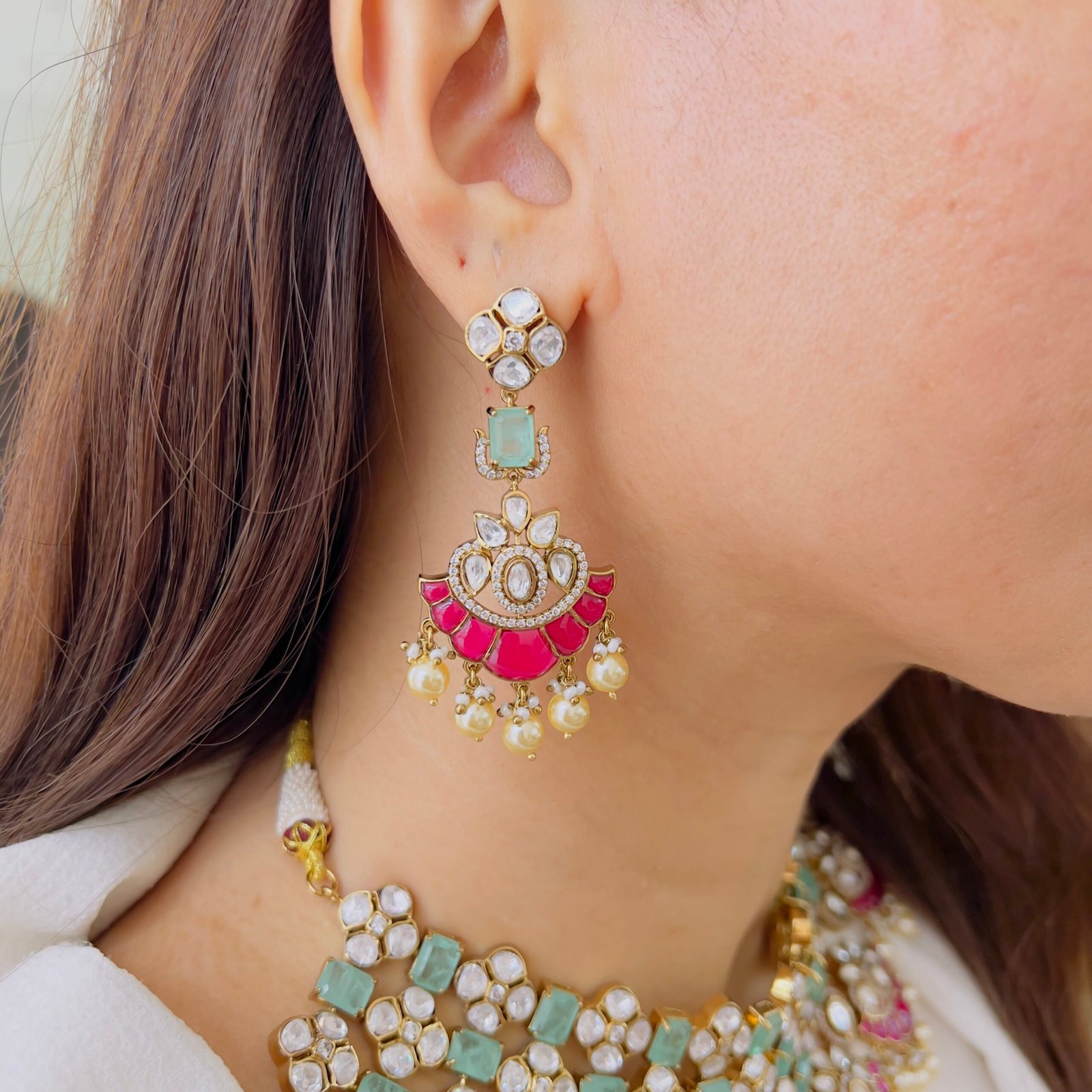 Grand Heritage Kundan Choker & Tiered Earring Set - Image 3