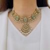 Majestic Emerald & Polki Choker Set with Pearl Droplets