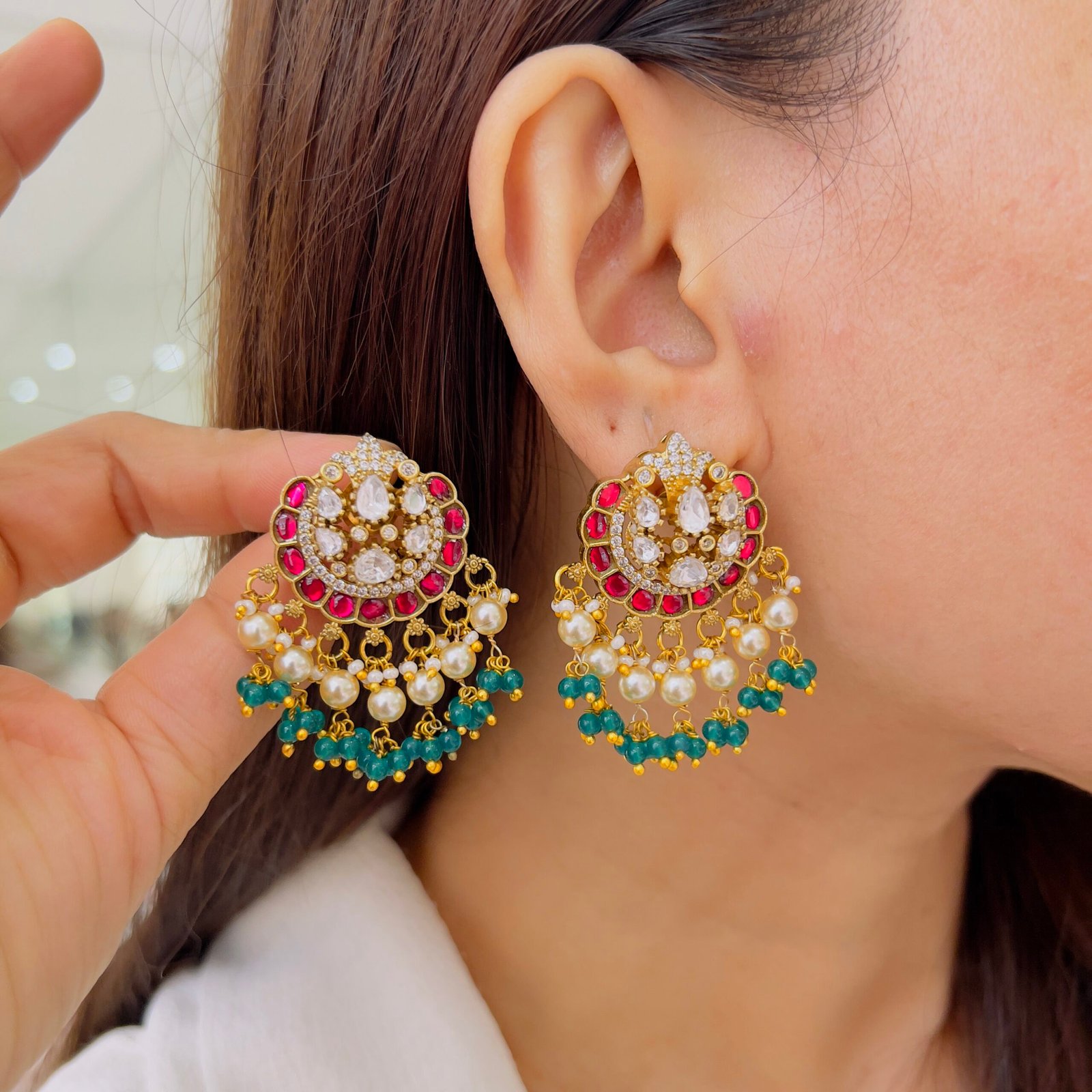 Festive Ready Jadau Earrings - Image 2