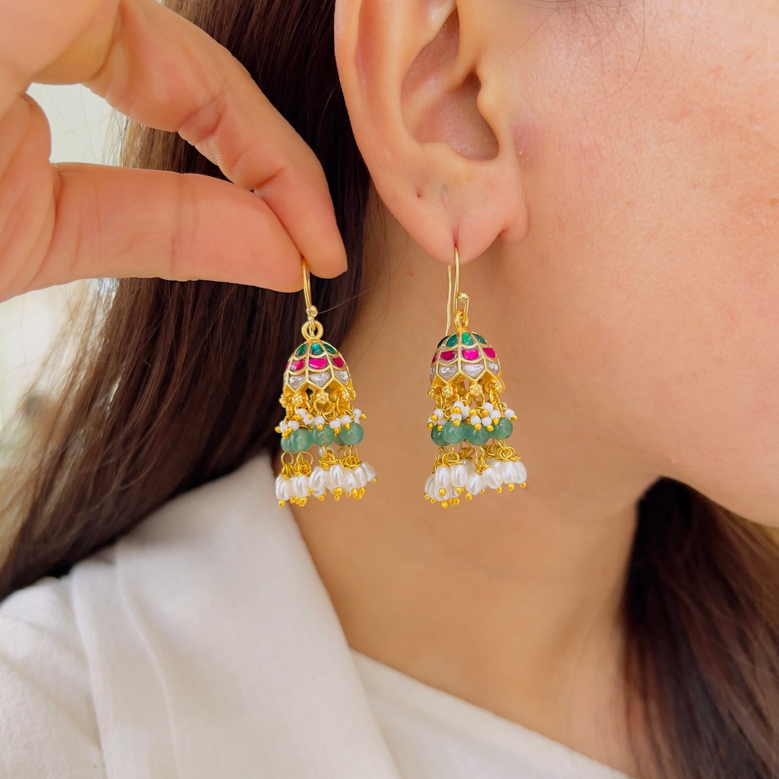 Classic Jadau Statement Earrings - Image 2