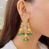 Heritage Jadau Earrings with Green Accents