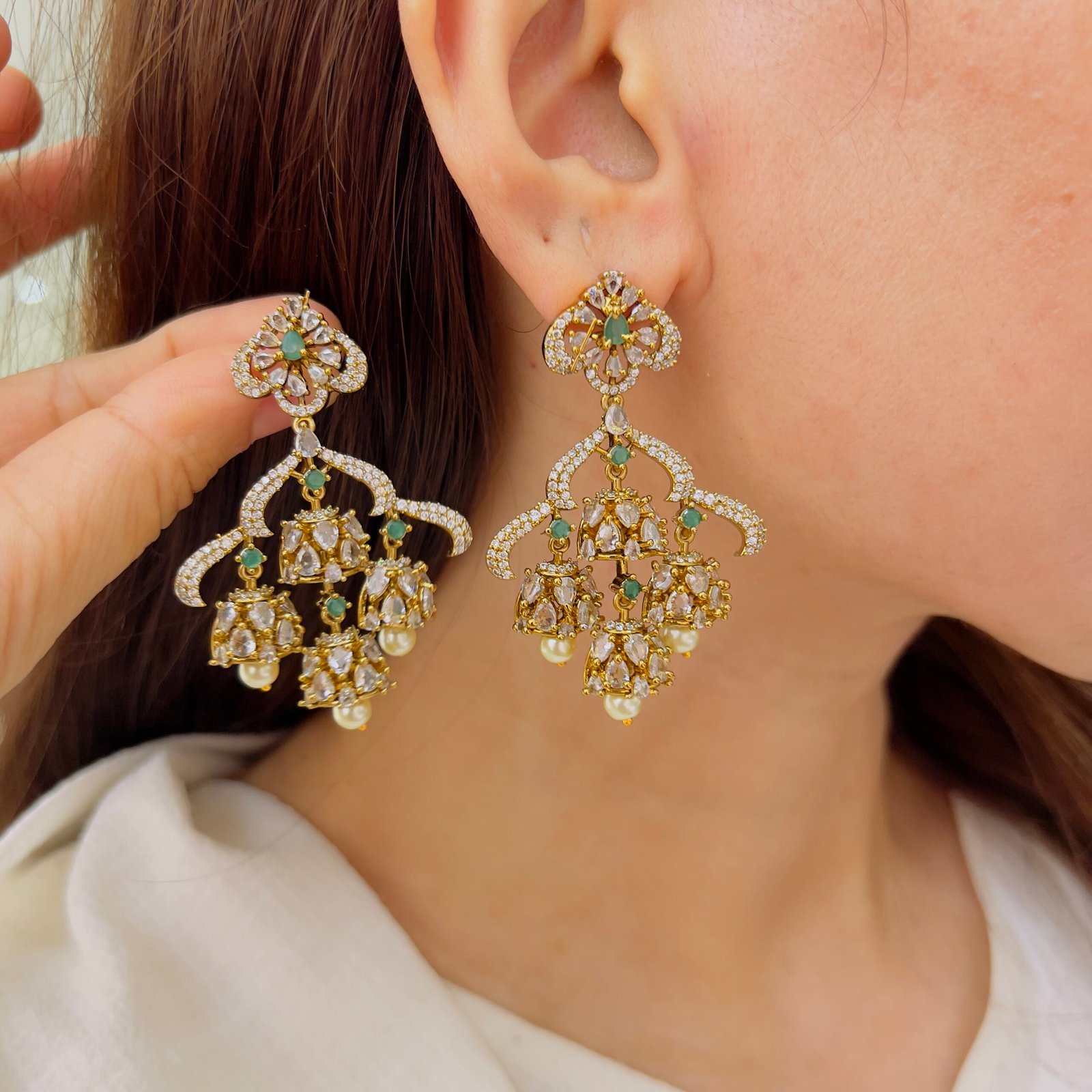 Victorian Elegance Multi-Jhumka Earrings - Image 6