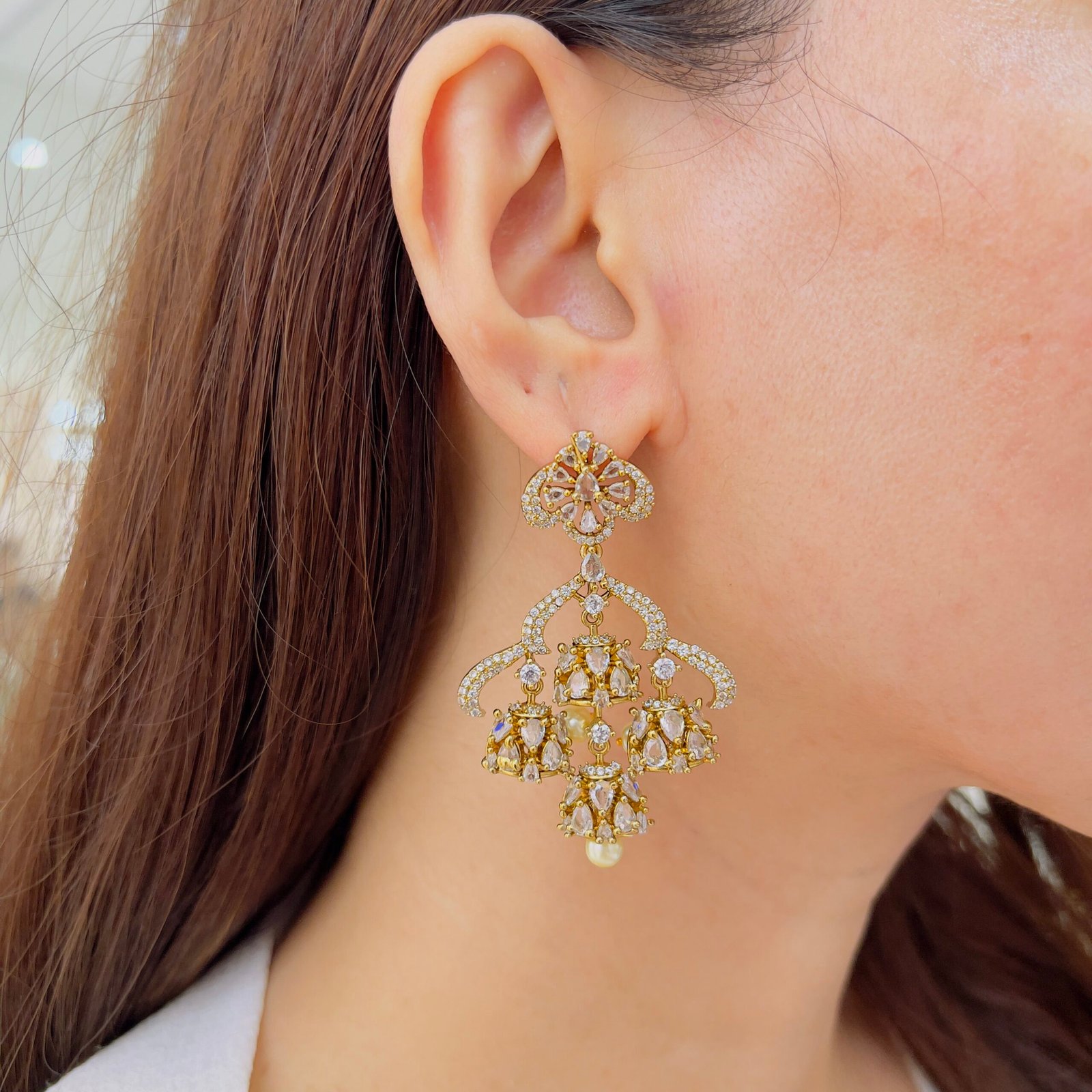Victorian Elegance Multi-Jhumka Earrings