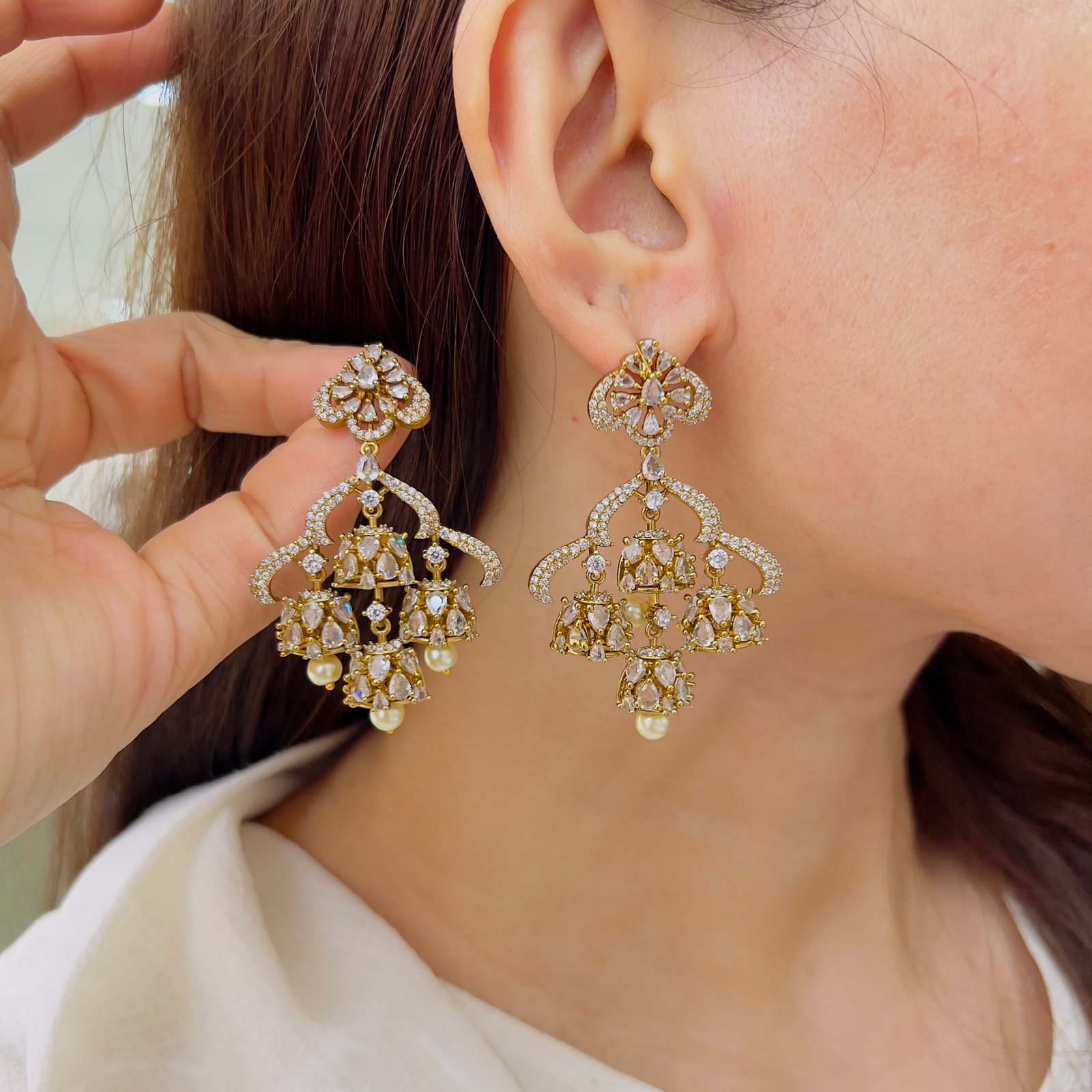 Victorian Elegance Multi-Jhumka Earrings - Image 2