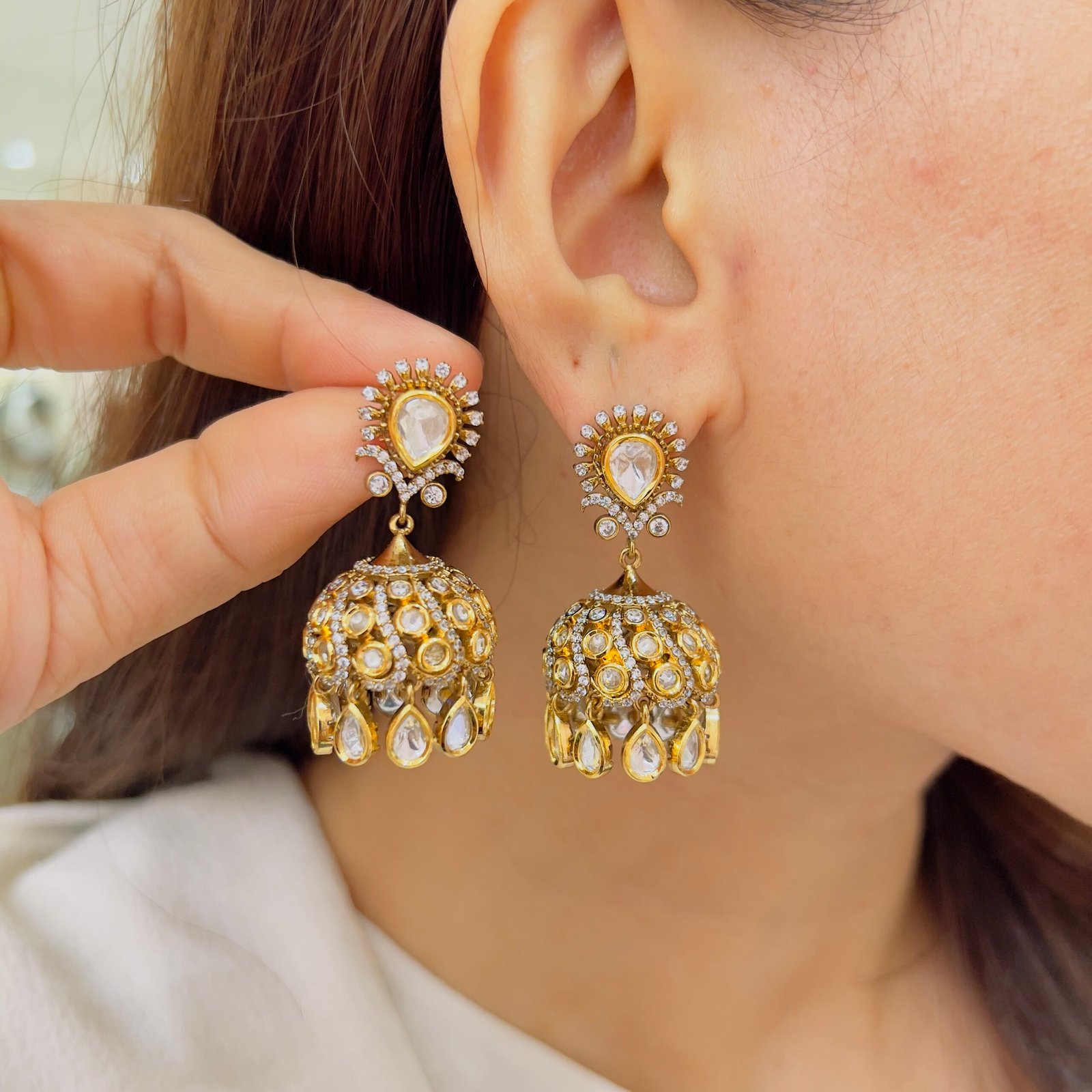 Royal Kundan Jhumka Earrings - Image 2