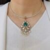 Victorian Elegance Pendant Set with Intricate Floral Art
