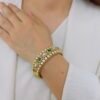 Vintage Elegance: Premium Gold-Plated Emerald & Polki Kada Bangle