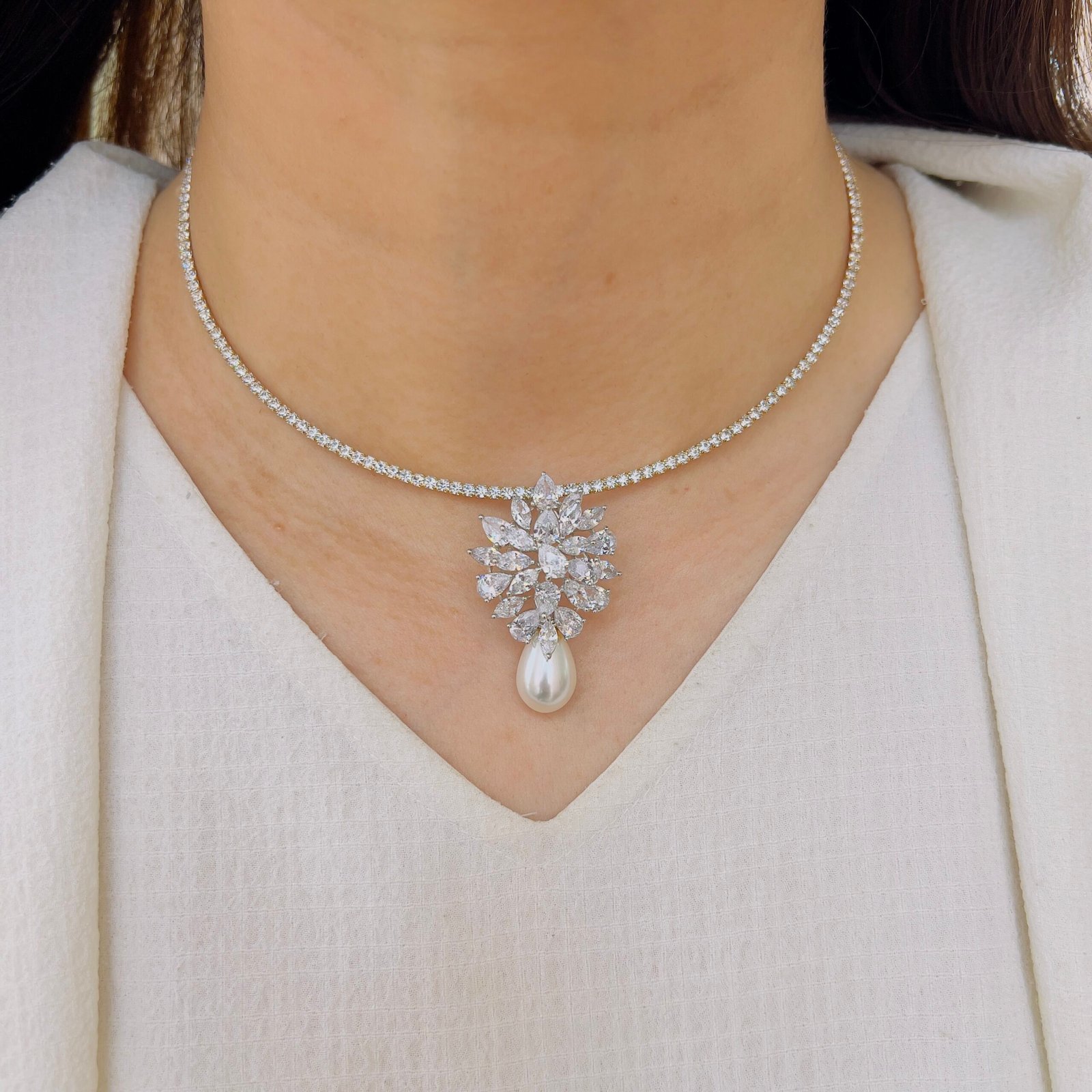 Premium Diamond Stone Pendant Set