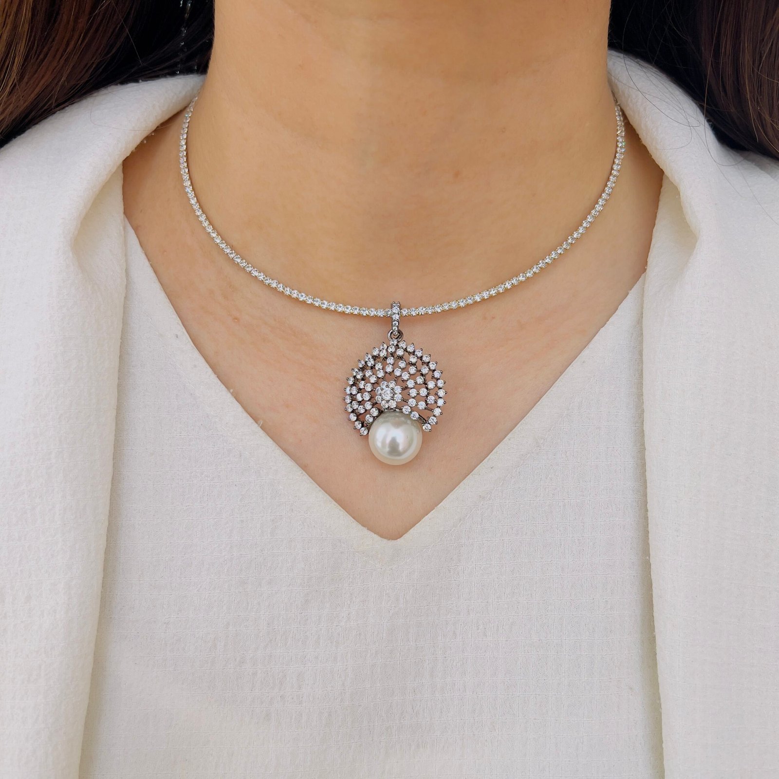 Luxury Diamond Stone Pendant Set for Women