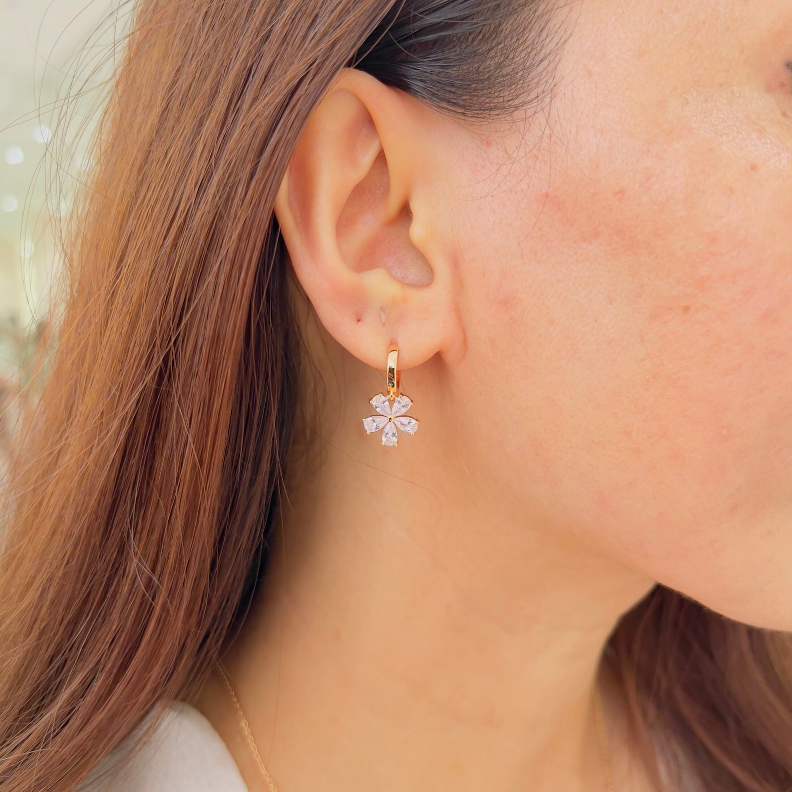 Sameeksha Earrings & Matching Flower Chain Set - Image 3