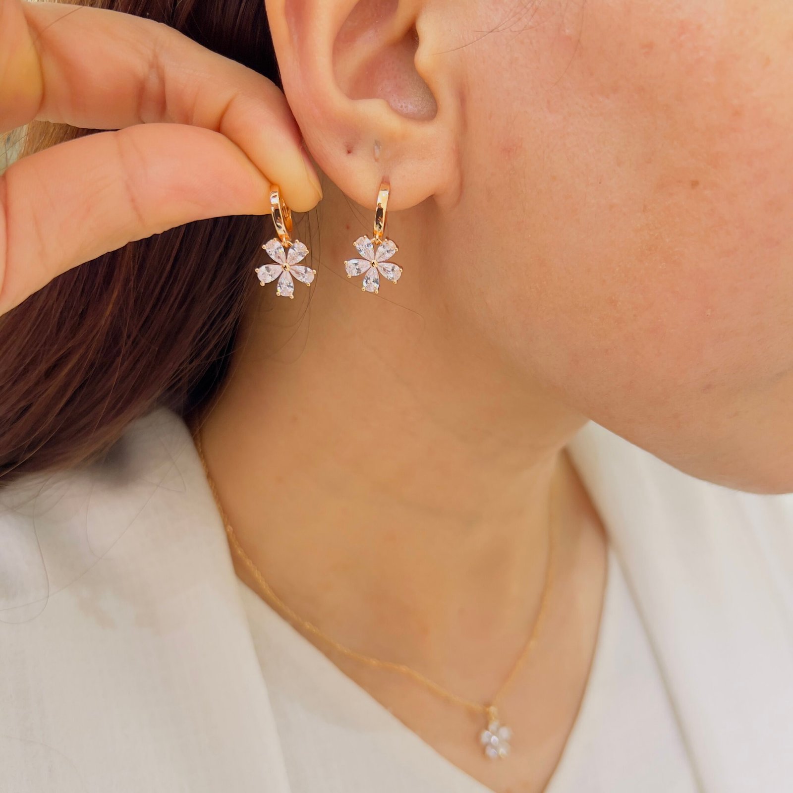 Sameeksha Earrings & Matching Flower Chain Set