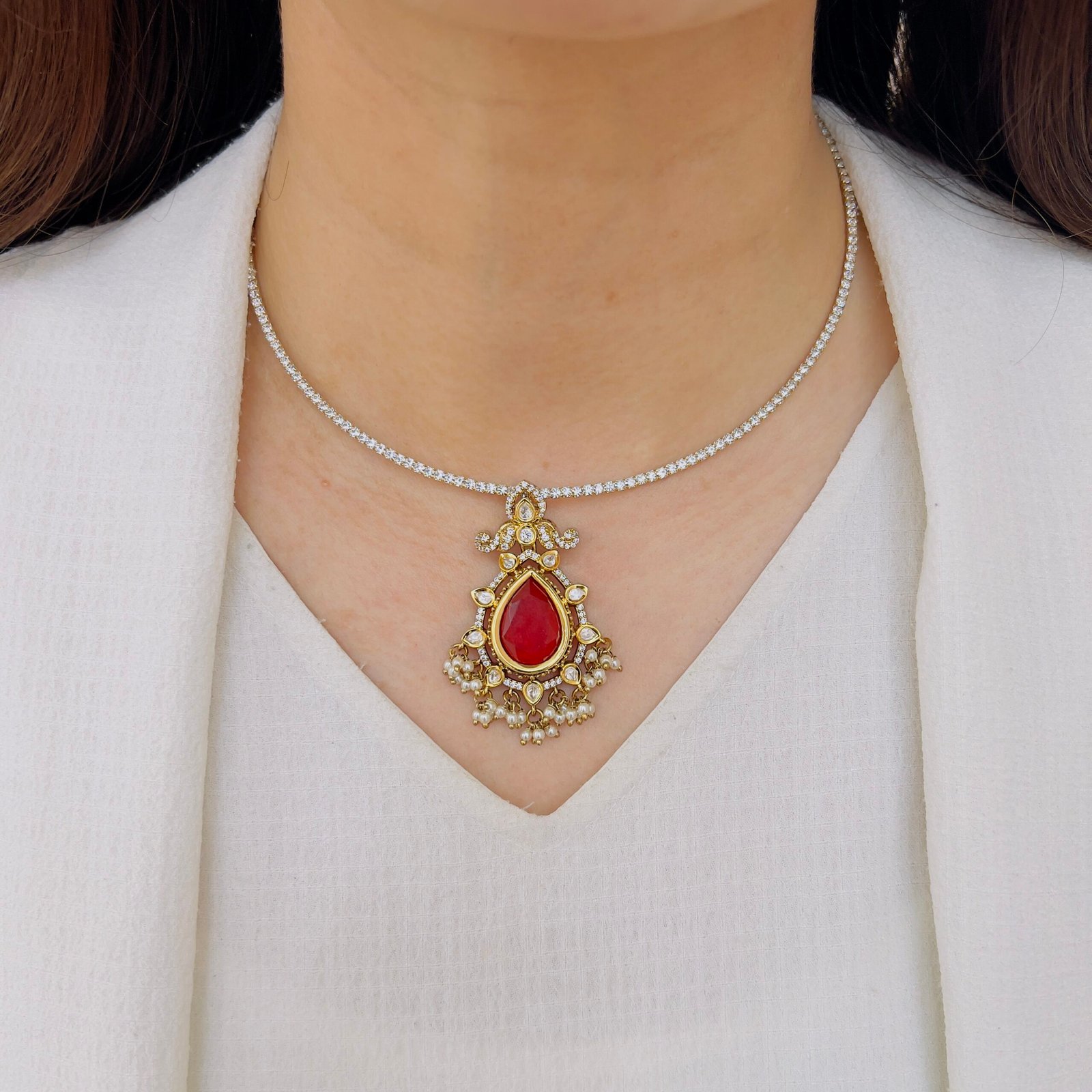 Crimson Royale Victorian Pendant Set
