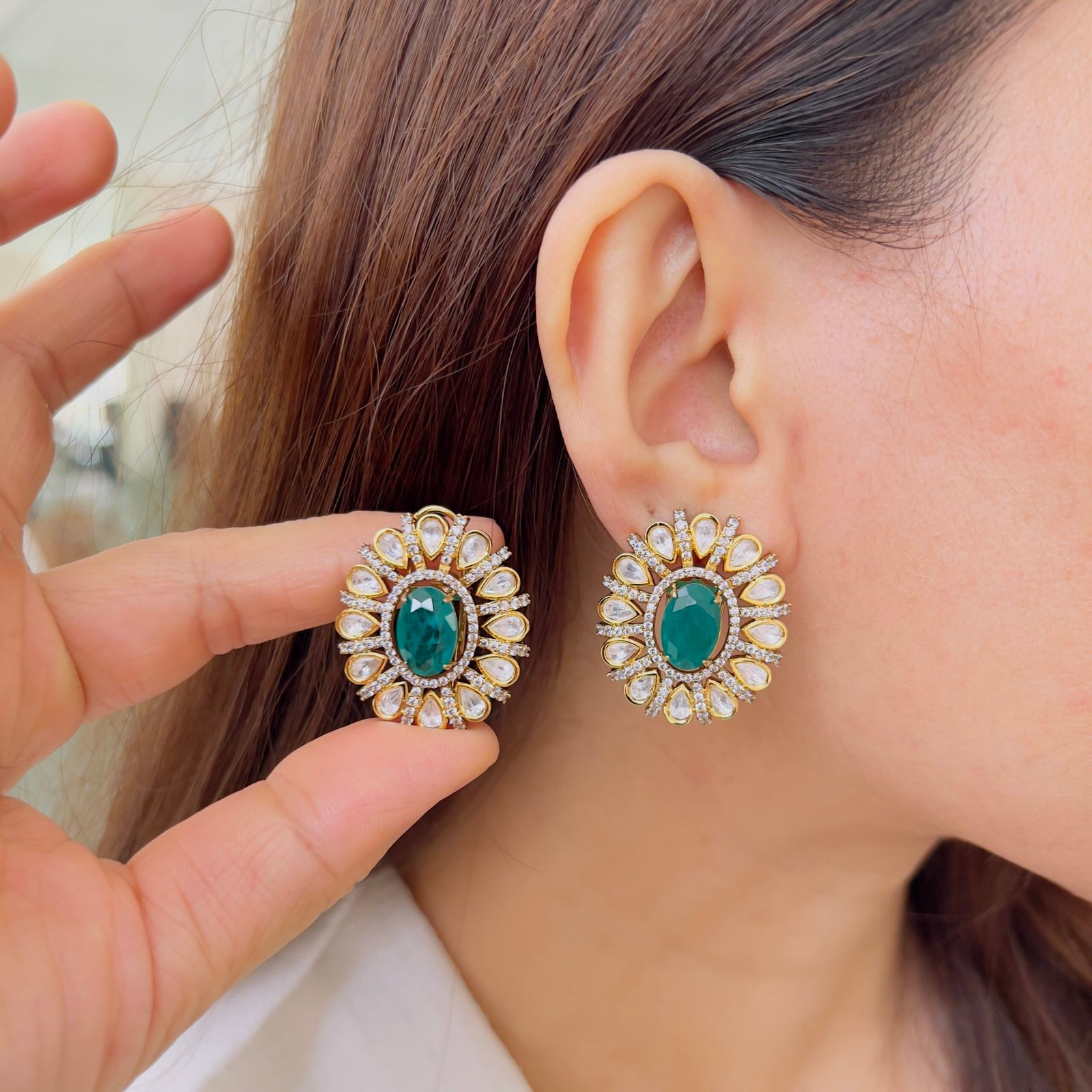 Luxury Victorian Stud Earrings for Festive Wear - Image 2