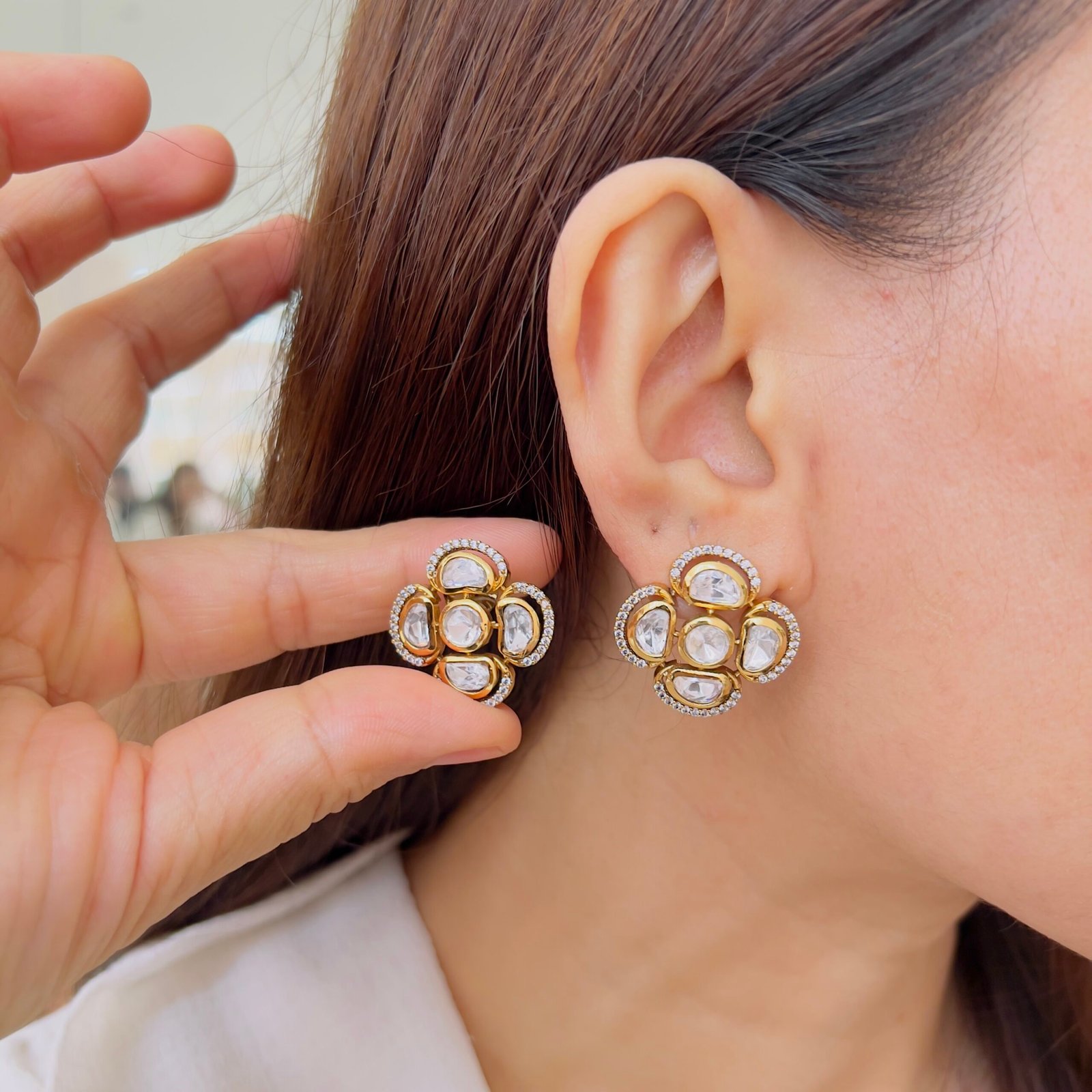 Designer Victorian Stud Earrings for Elegant Styling - Image 2