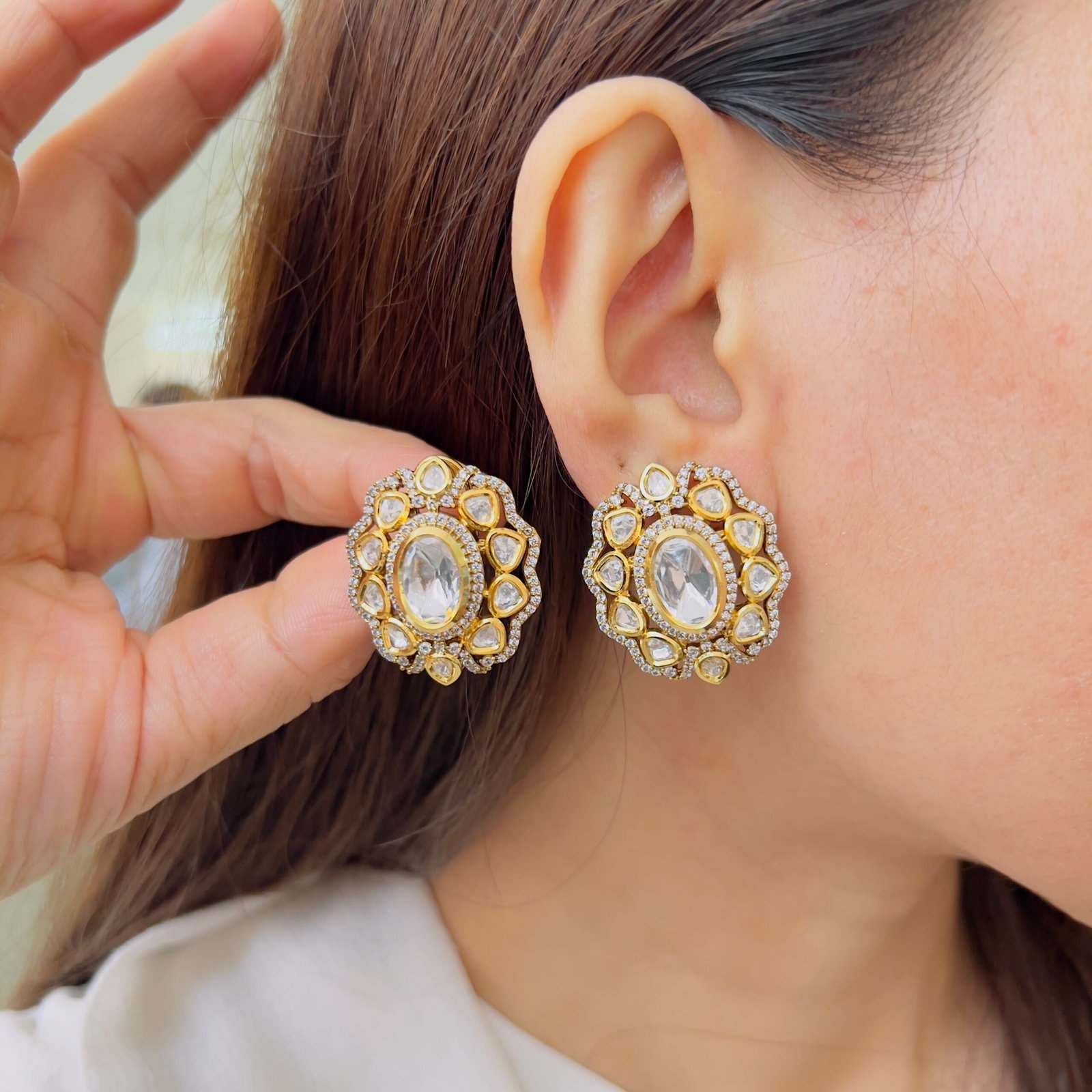 Vintage Victorian Stud Earrings with Royal Charm - Image 2