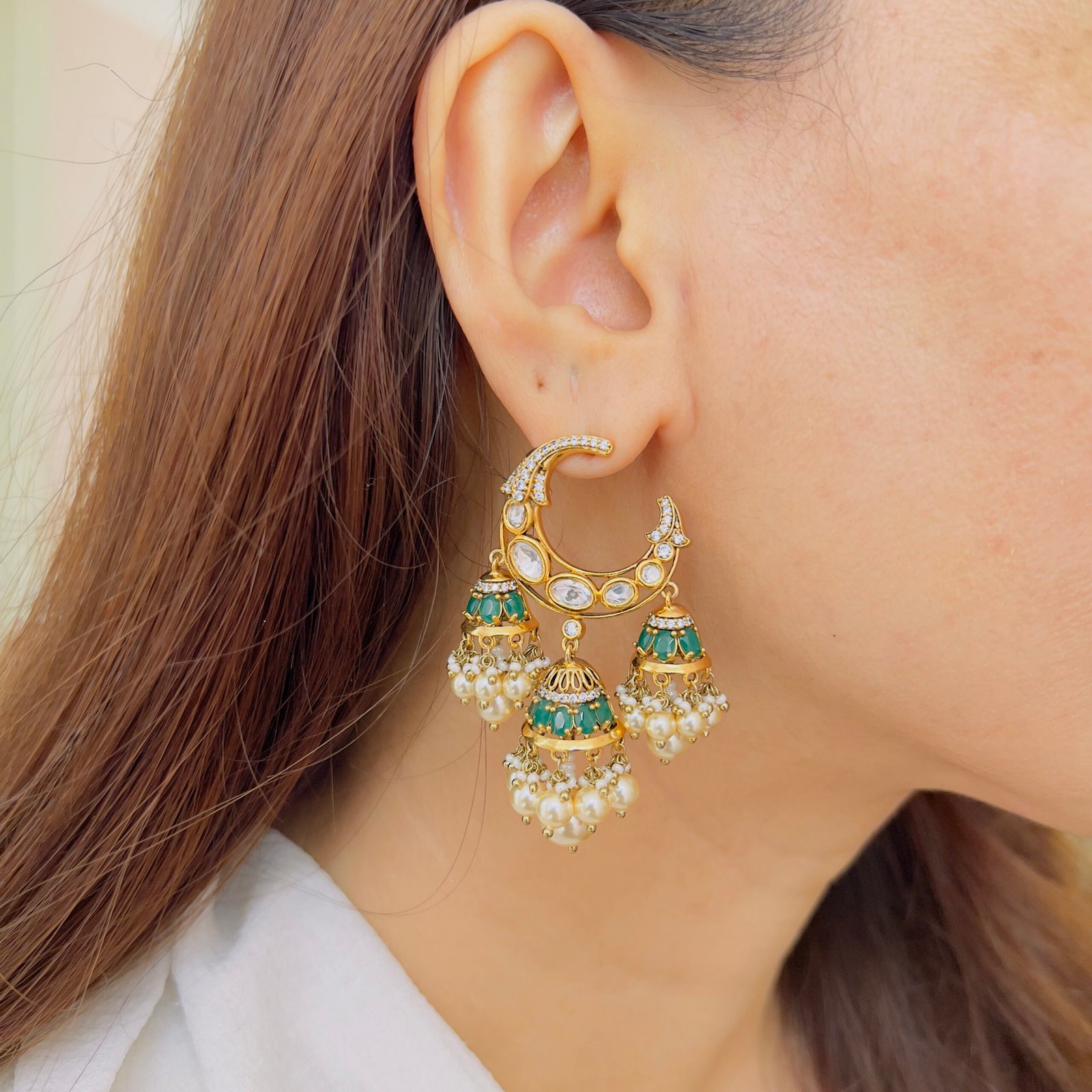Moon Jhumka Statement Earrings