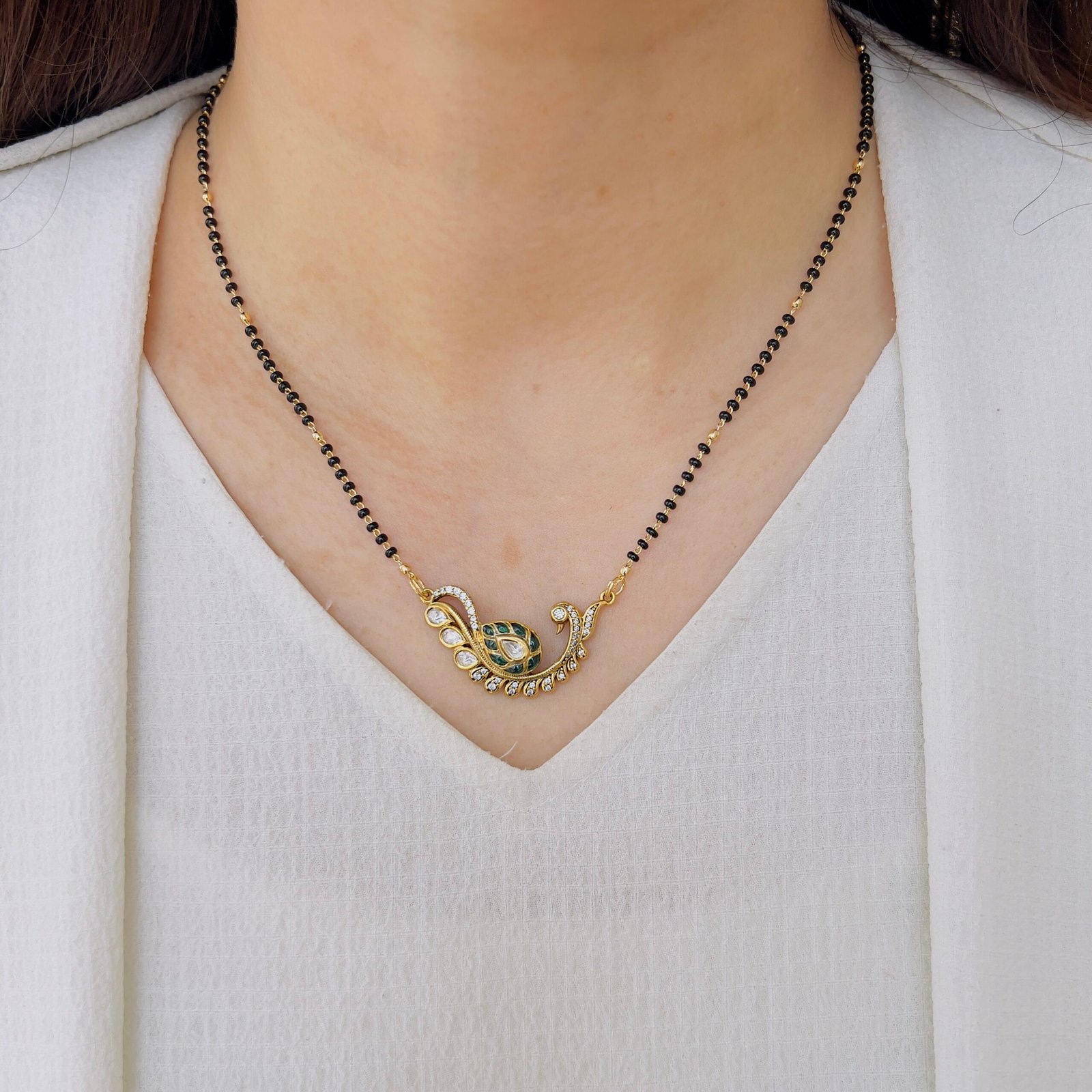 Peacock Grace Mangalsutra & Stud Set